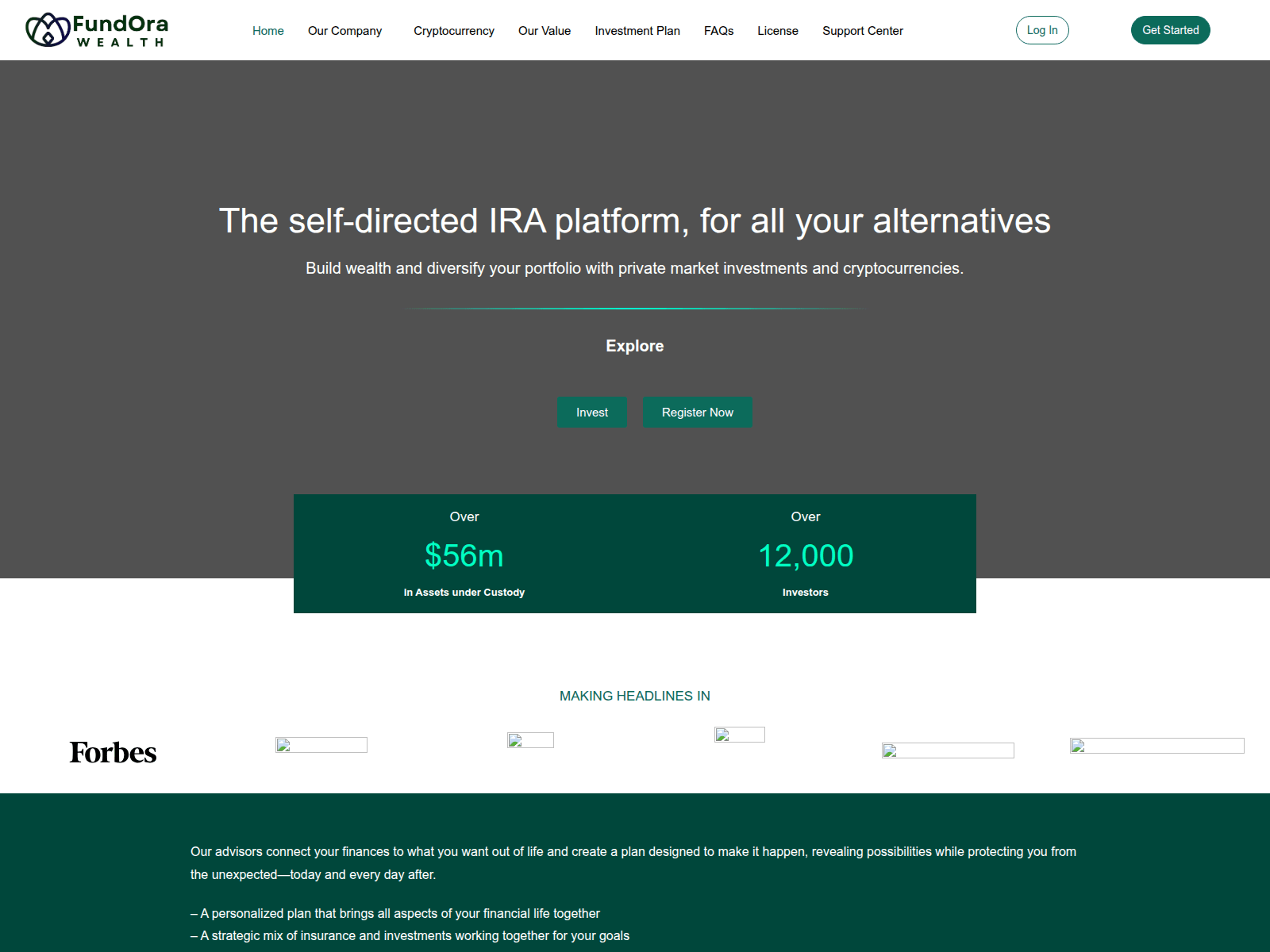 Screenshot of fundorawealth.com