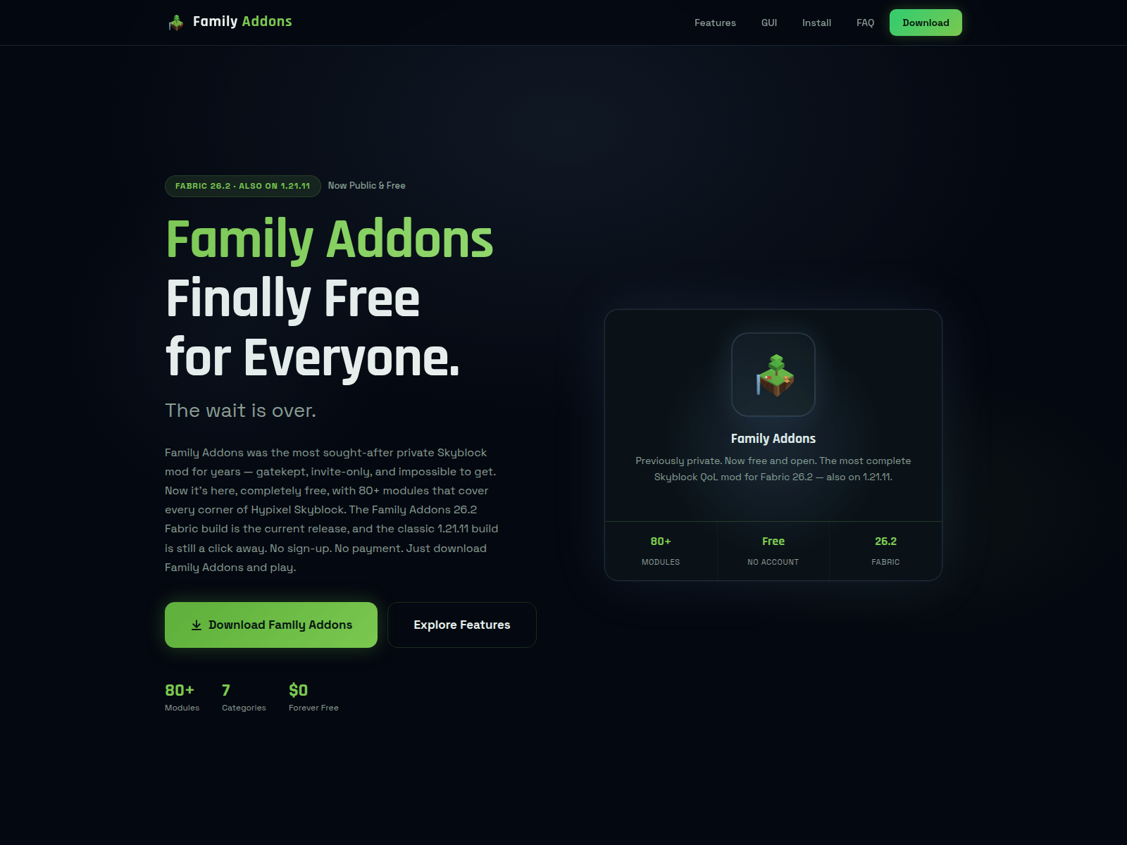 Screenshot of familyaddons.org