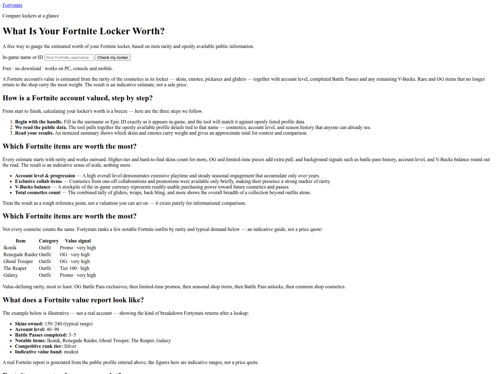 Screenshot of fortystats.com