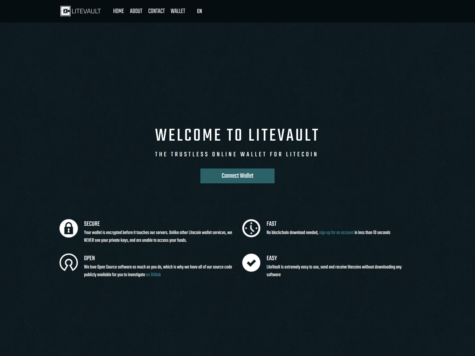 Captura de tela de litevaultwallet.io