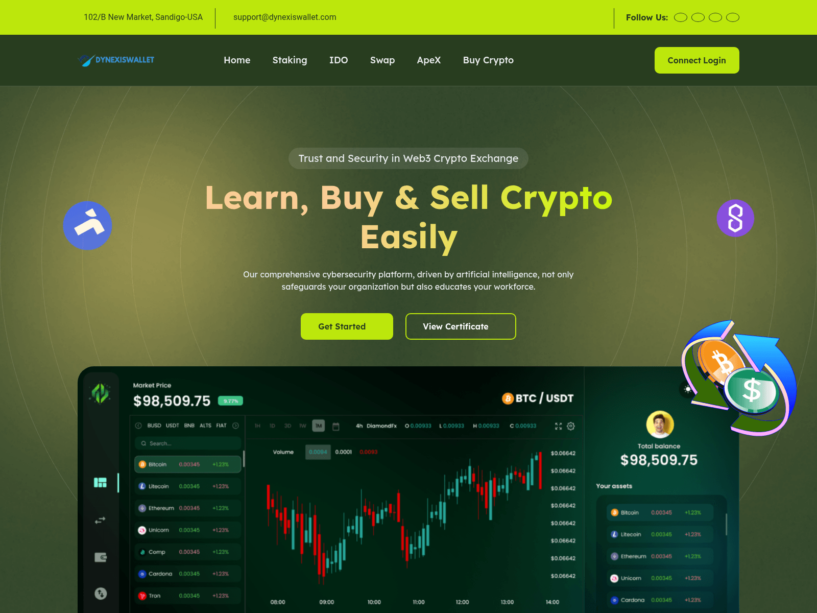 Captura de pantalla de dynexiswallet.com