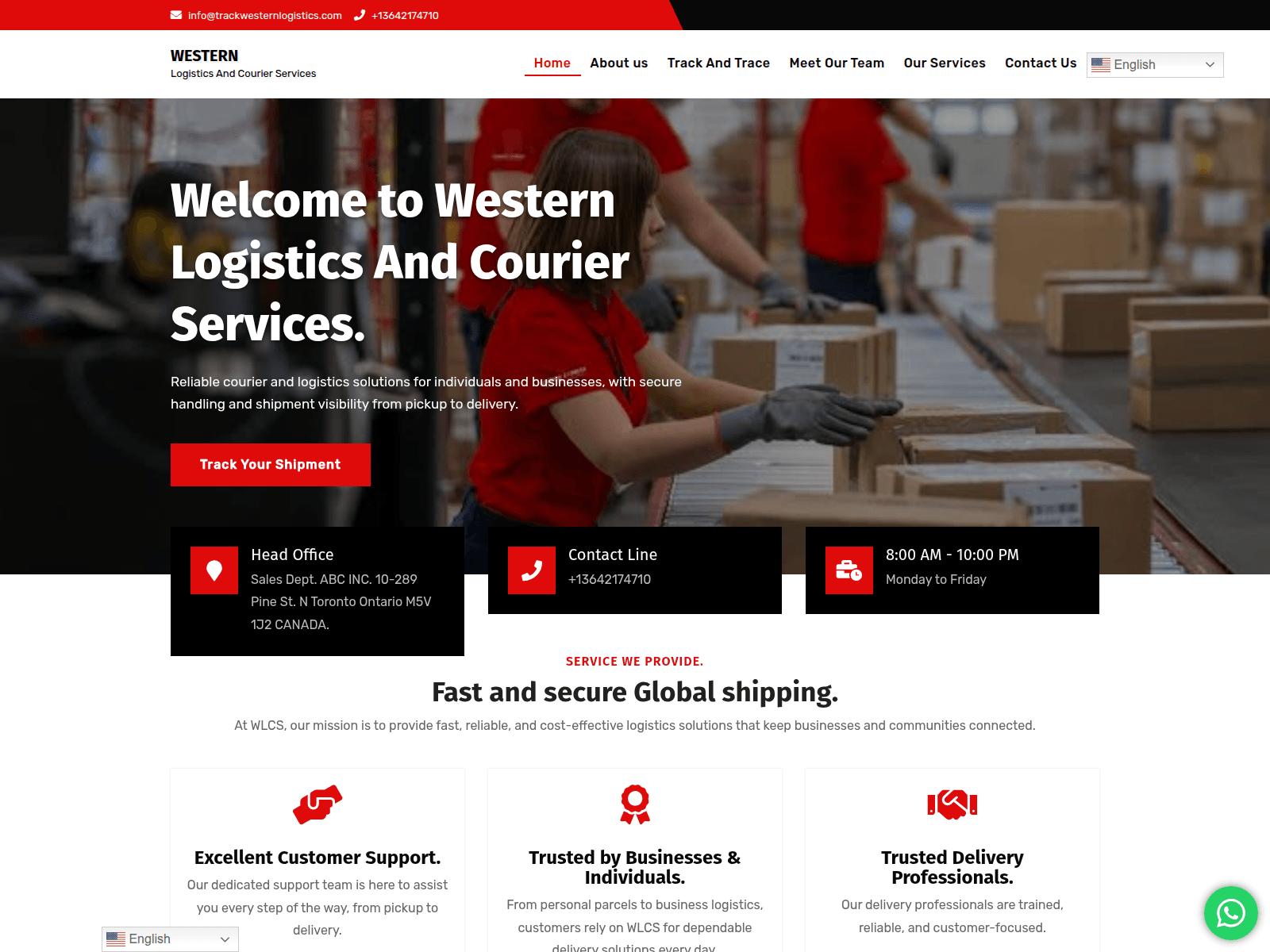 Screenshot of trackwesternlogistics.com