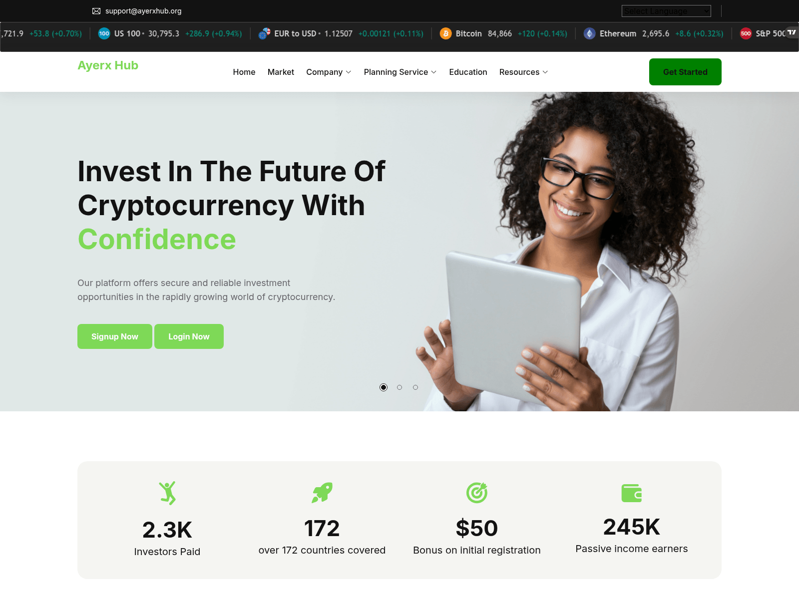 Знімок екрана ayerxhub.org