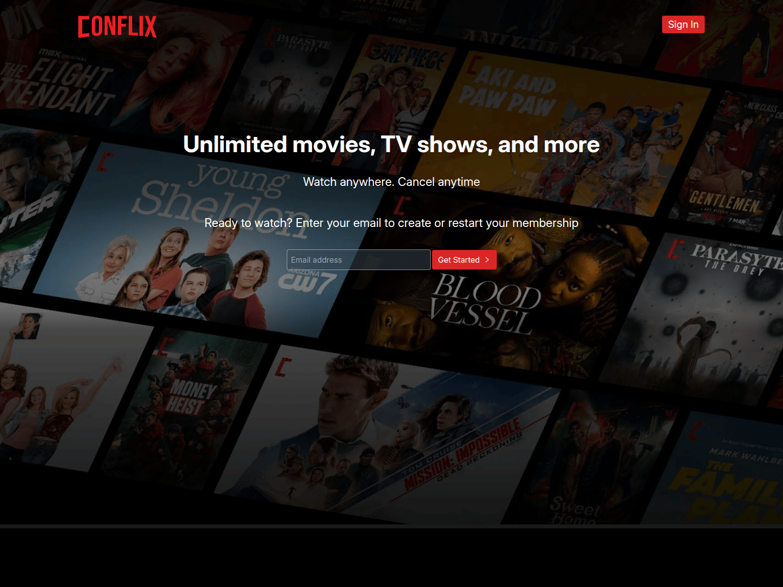 Screenshot von netflix.gafiatechnologies.com