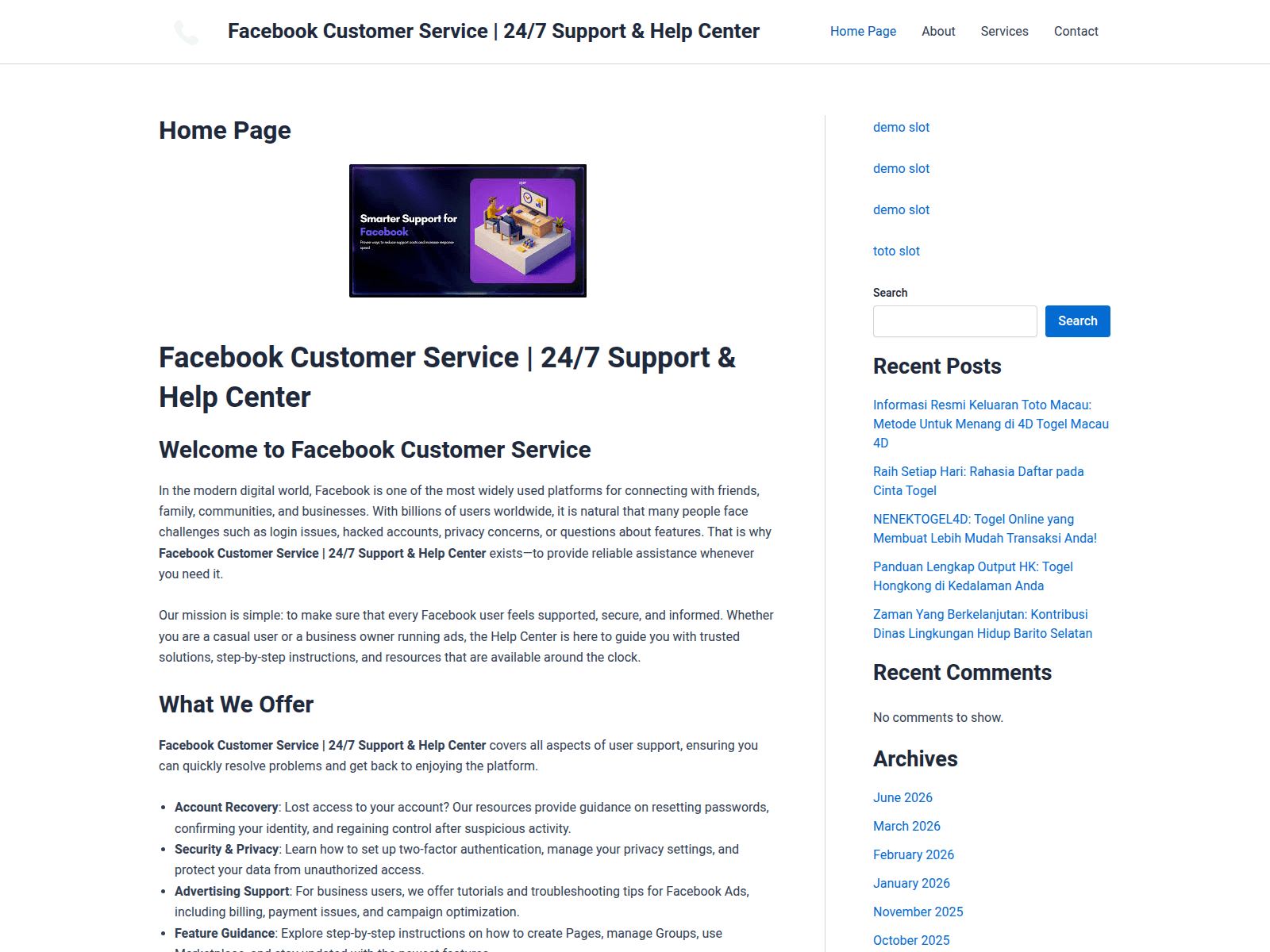 Captura de pantalla de facebookcustomer-service.com
