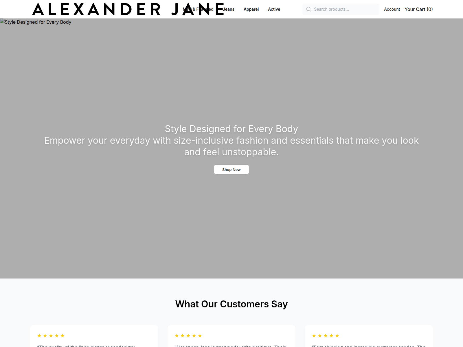Screenshot of alexanderjane.shop
