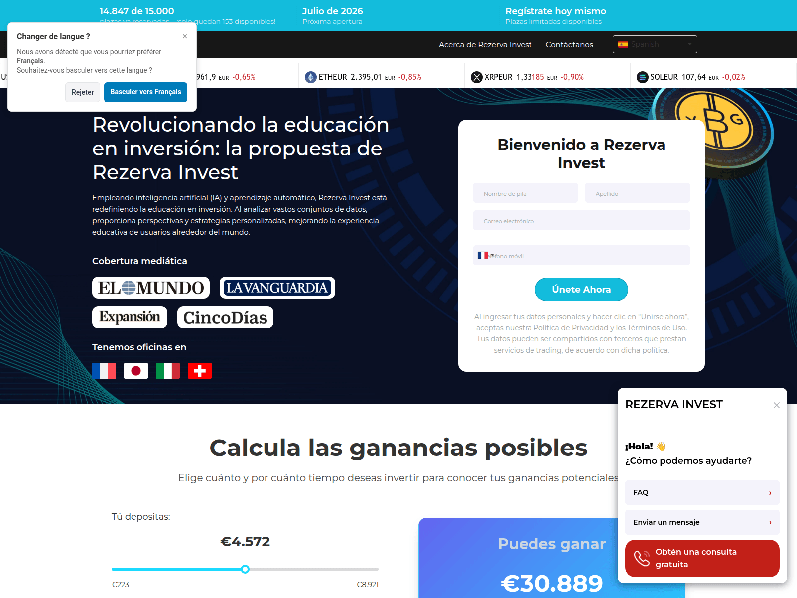 Captura de pantalla de rezerva-invest-app.com