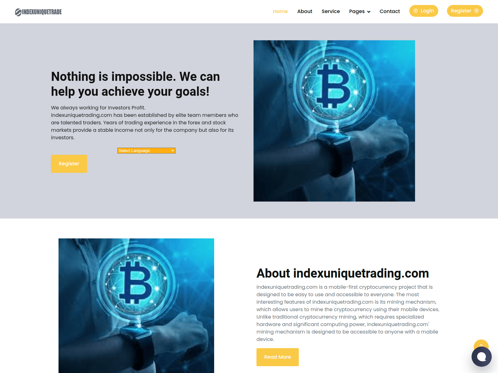 Знімок екрана indexuniquetrading.com