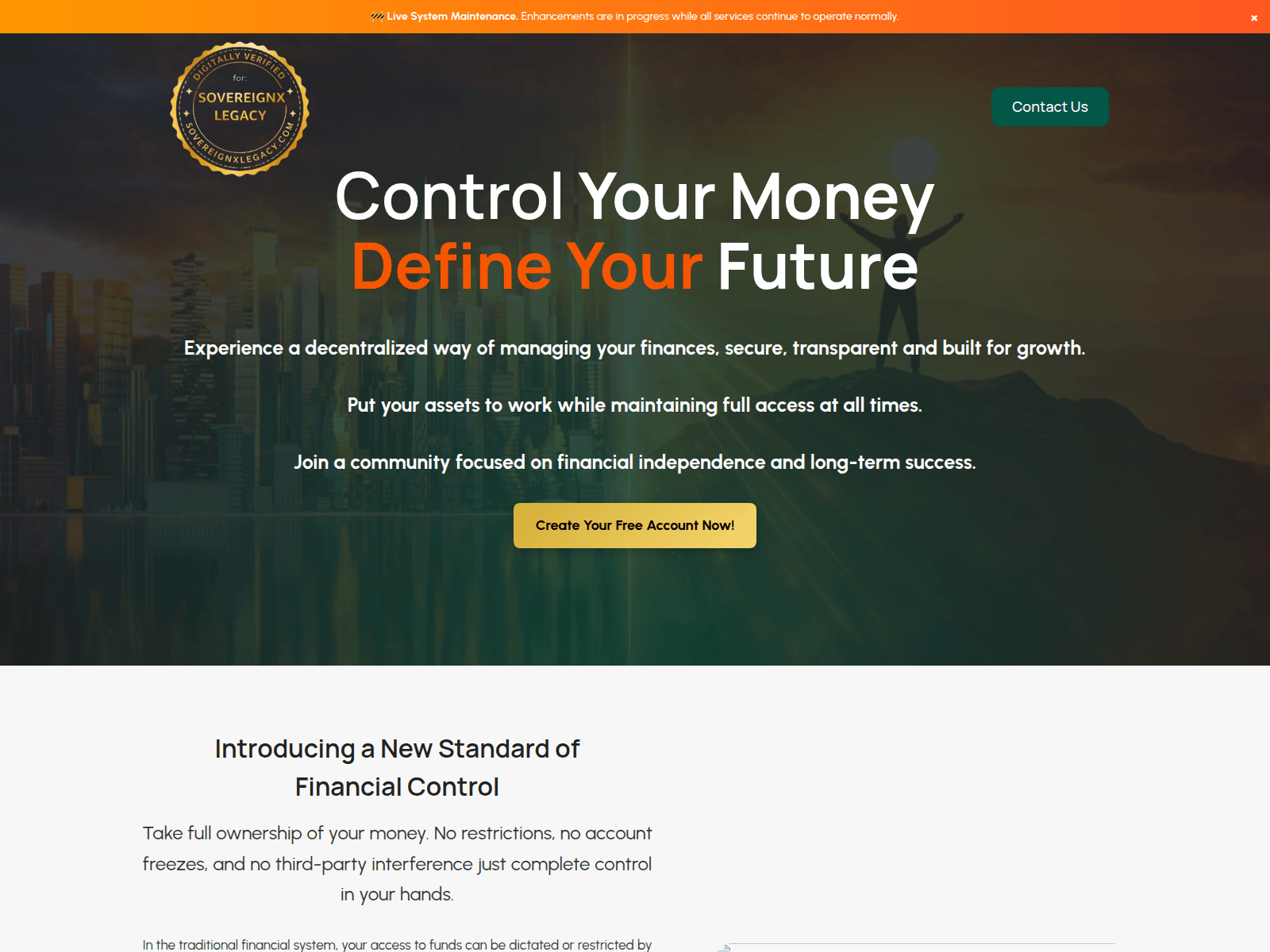 Screenshot of sovereignchainnetwork.com