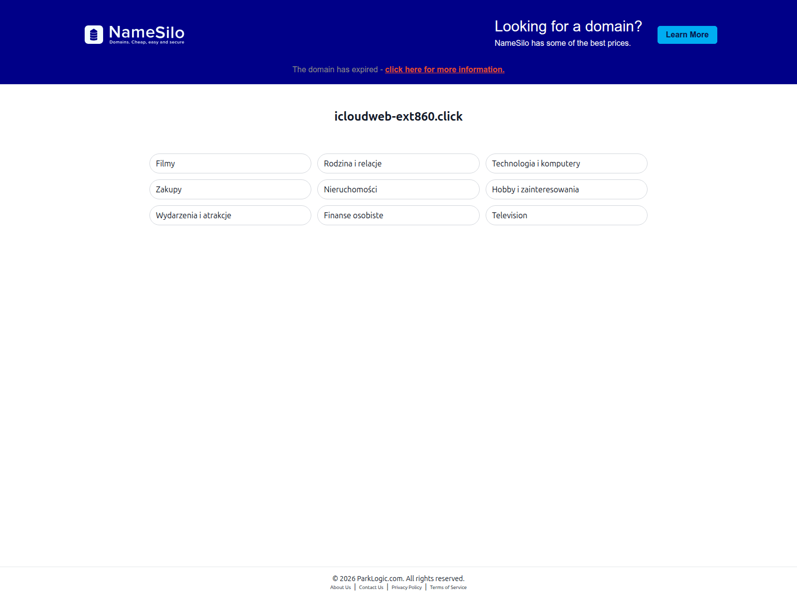 Captura de tela de icloudweb-ext860.click
