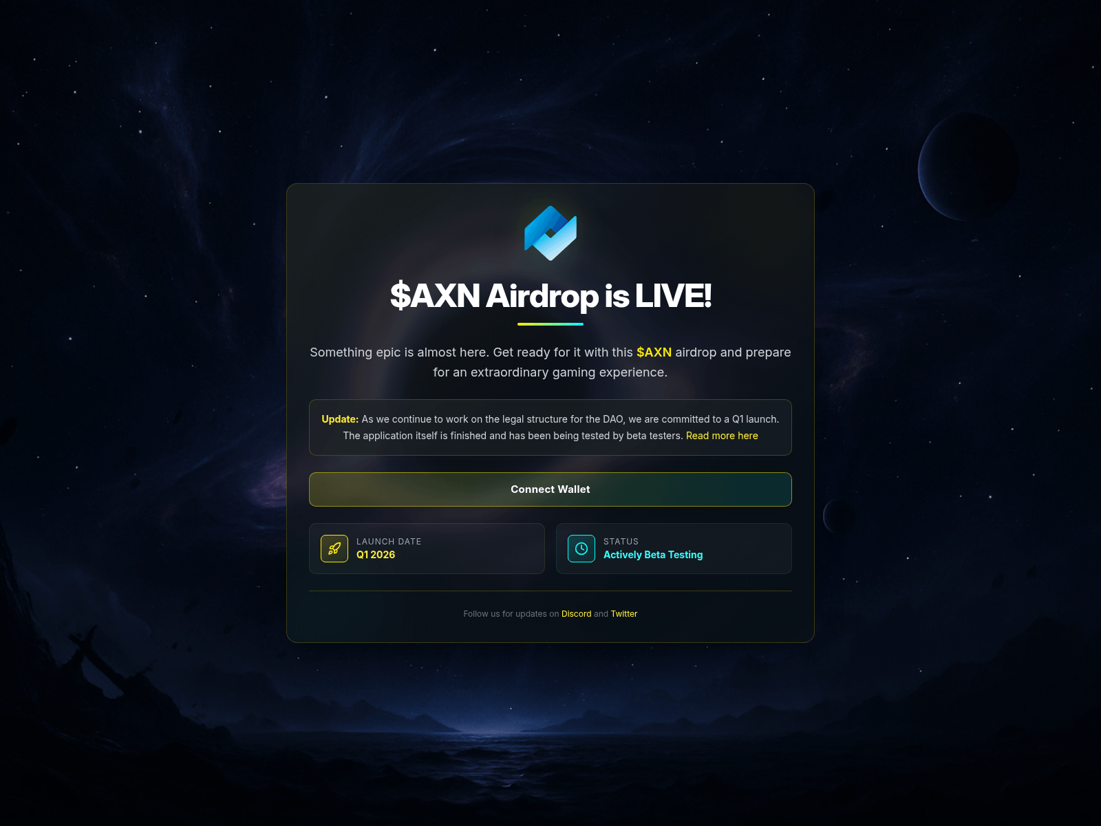 Screenshot of axiondao.xyz
