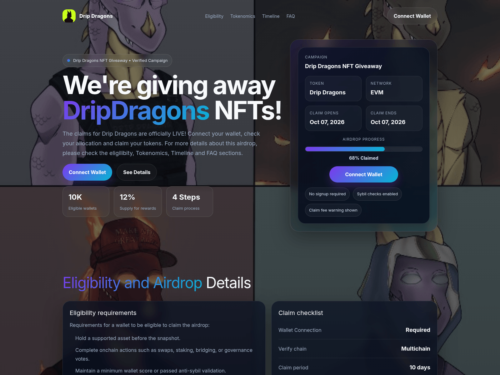 Screenshot of dripdragons.xyz