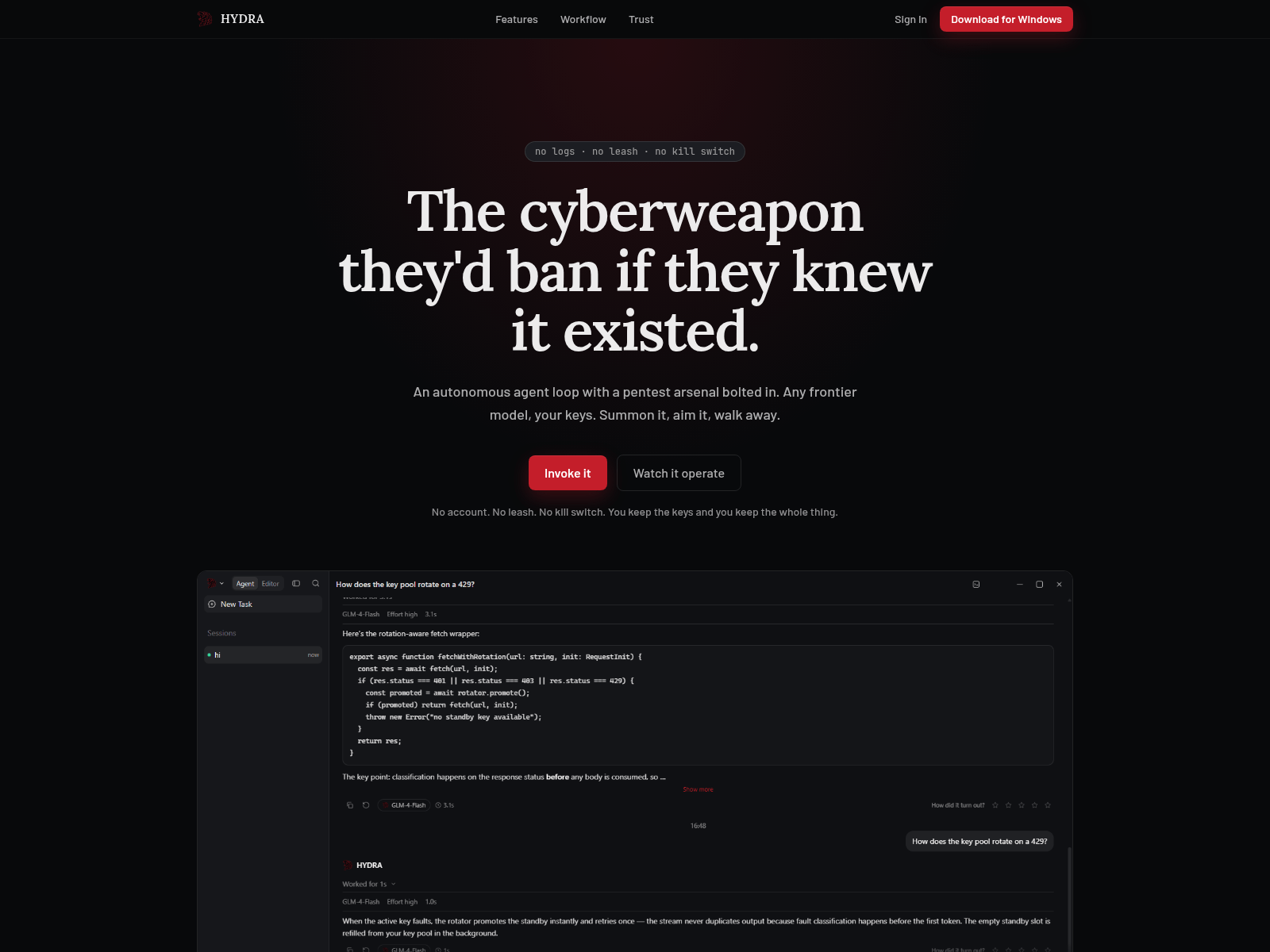 的截图 gethydra.tech