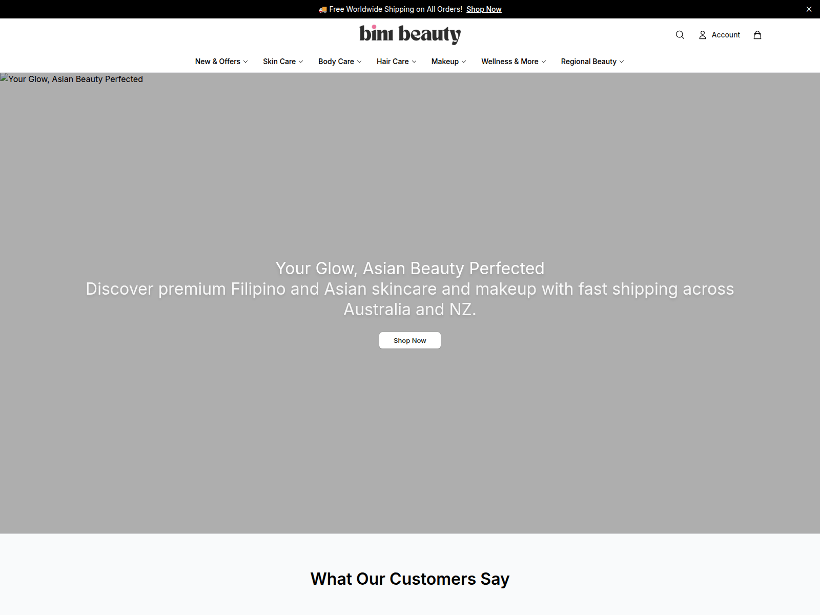 Screenshot of binibeautyhq.shop