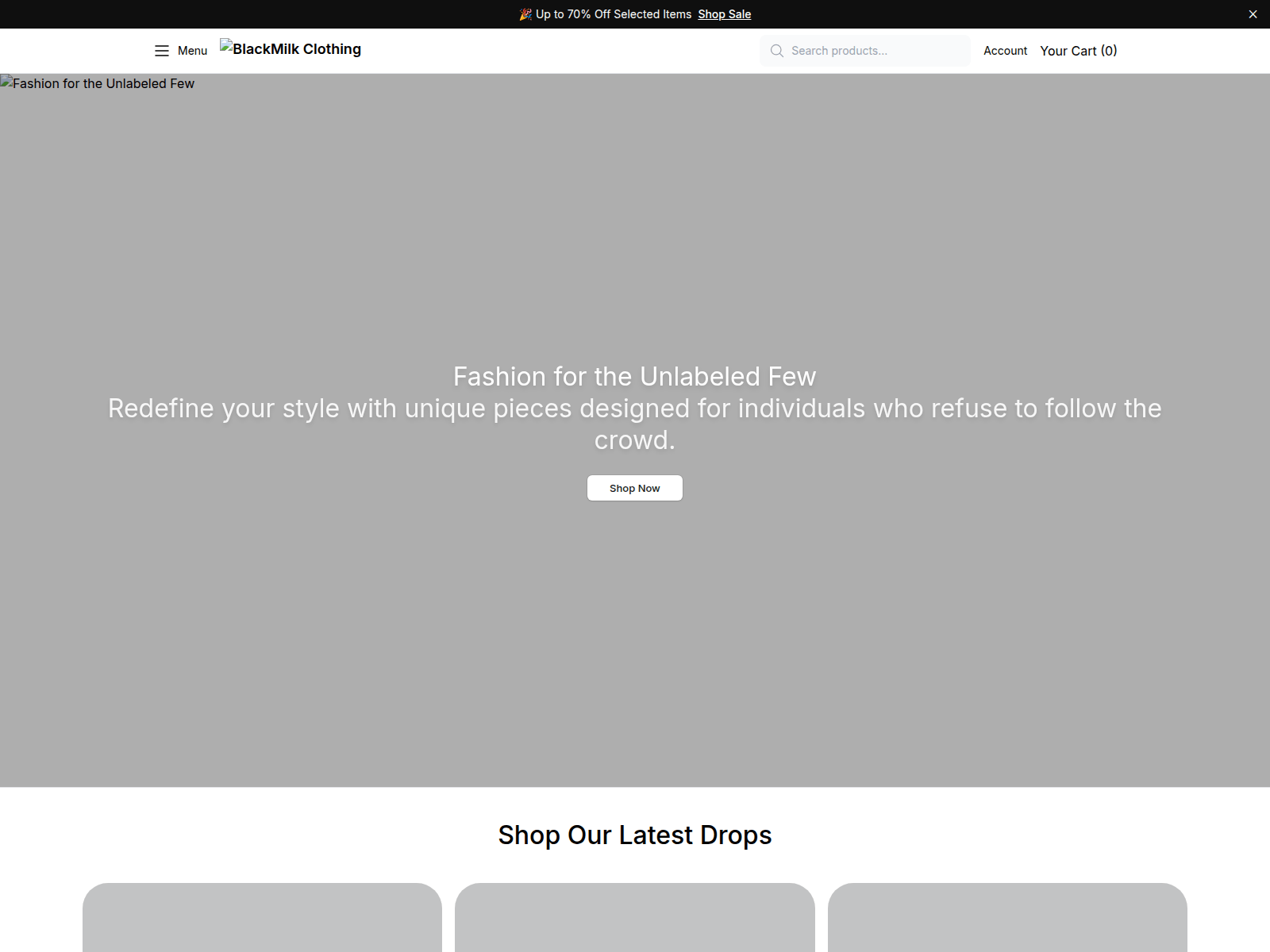 Screenshot of blackmilkclothingstore.shop