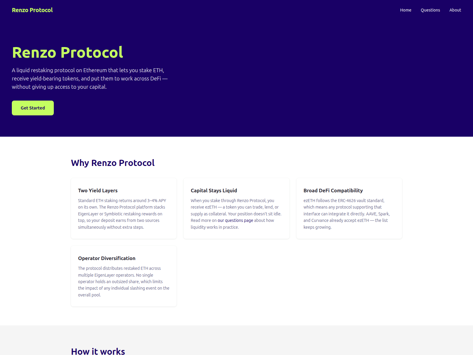 Ảnh chụp màn hình của renzo-protocol.org