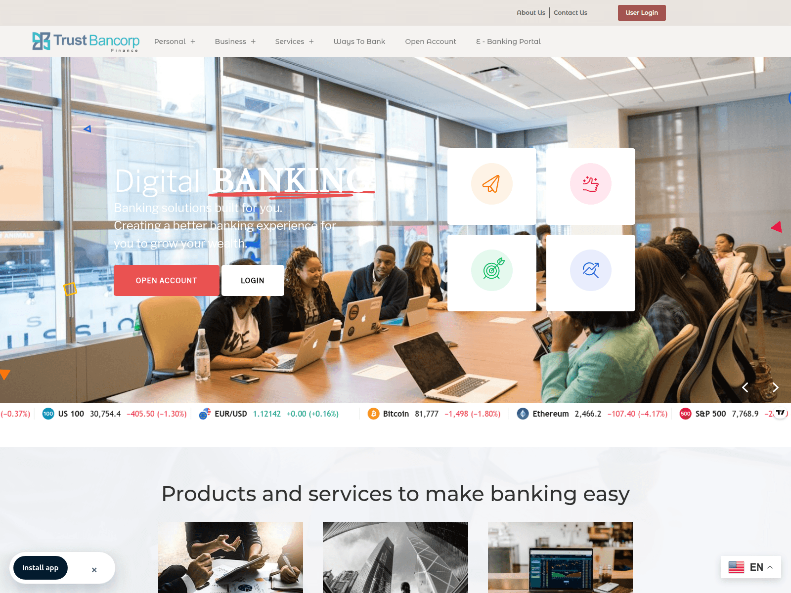 Screenshot von trustbancorpfin.com