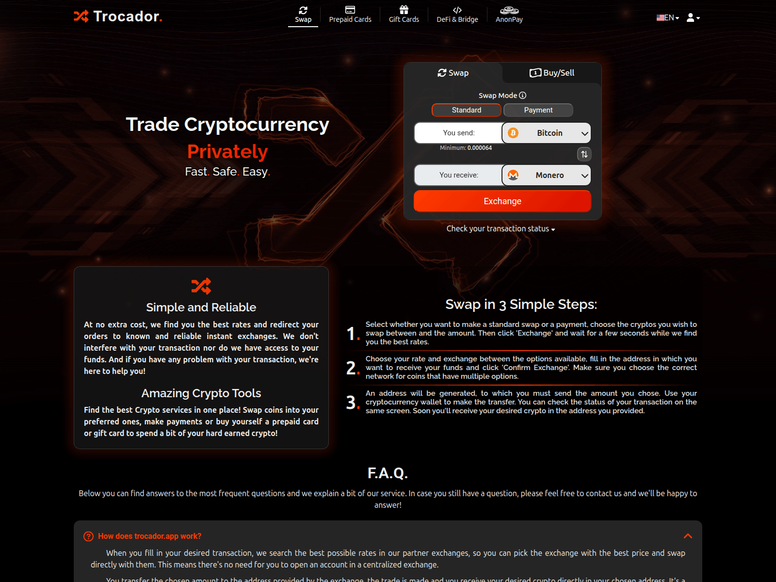 Tangkapan layar trocador-app.is