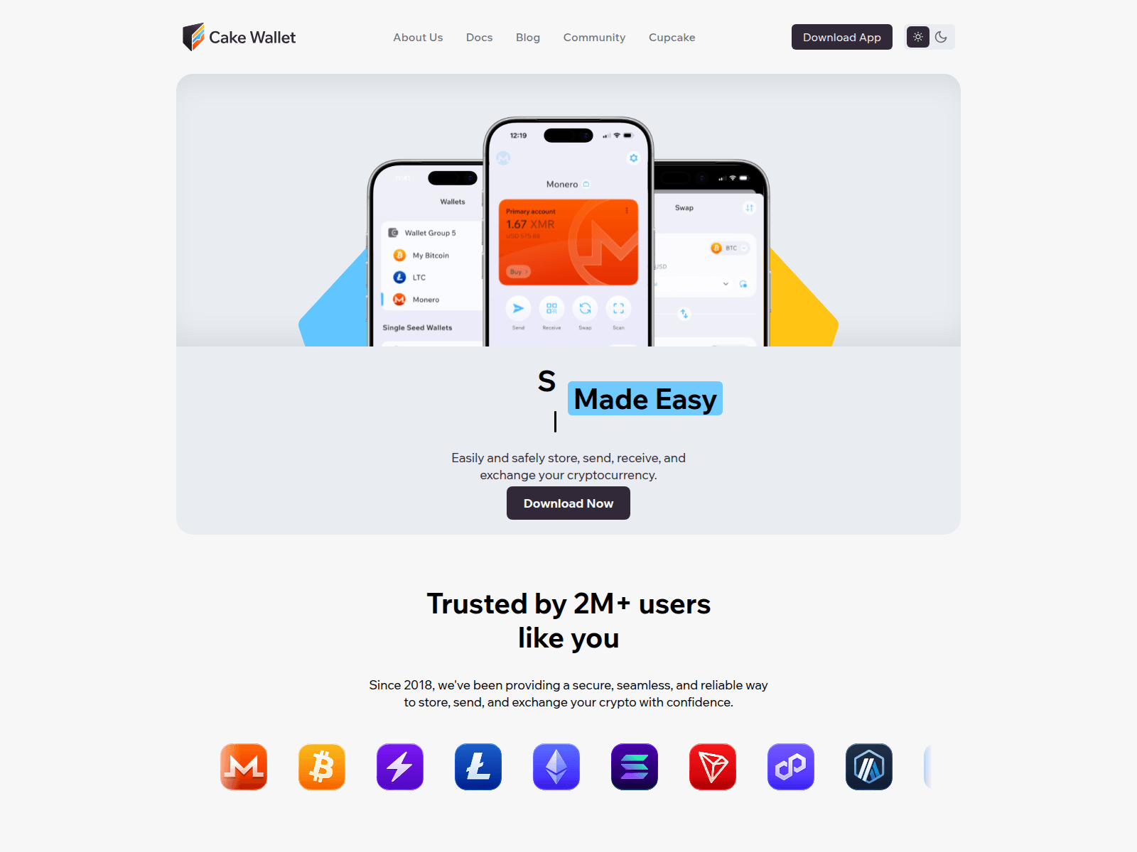 Screenshot of cakeswallet.net