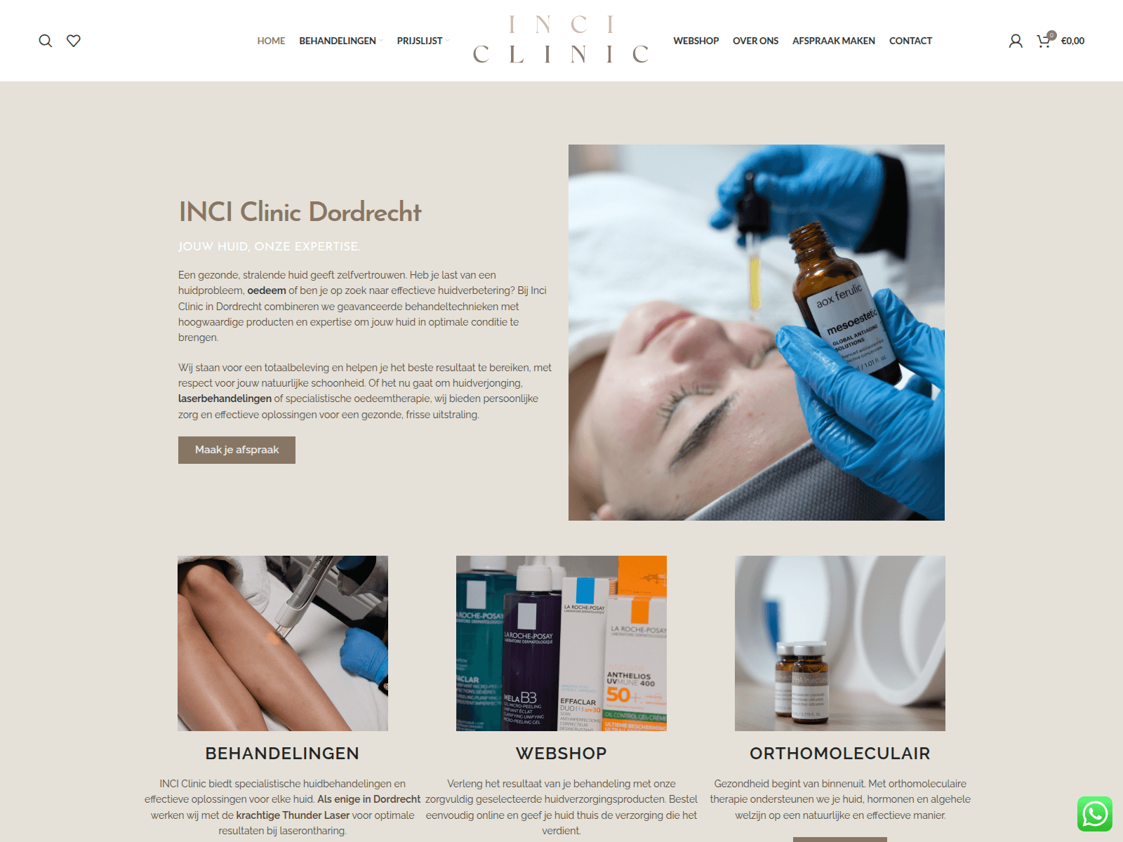 Screenshot of inci-huidtherapie.nl