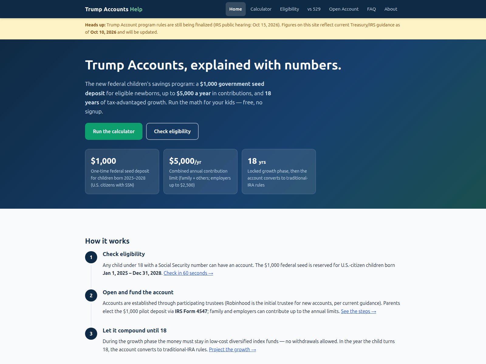 Screenshot of trumpaccountshelp.com