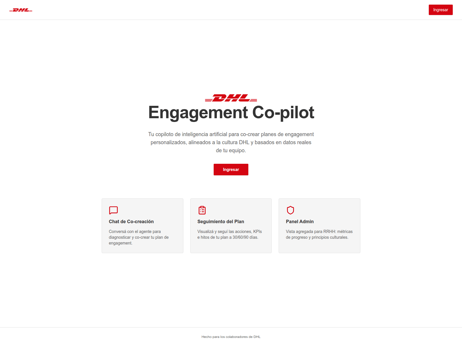 Screenshot of dhl-engagement-copilot.bpventures.com.ar