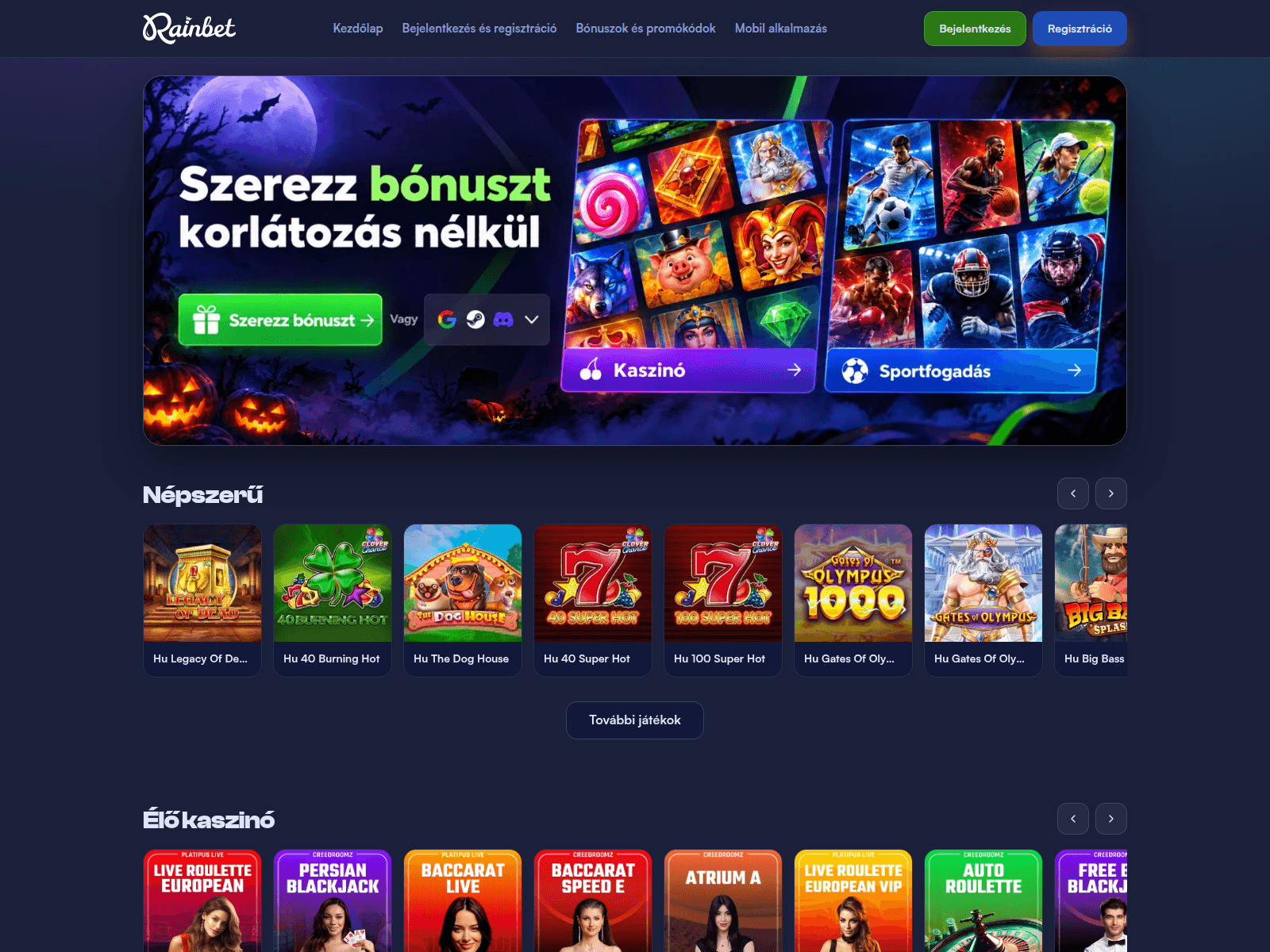 Screenshot of rainbet-hungary.net