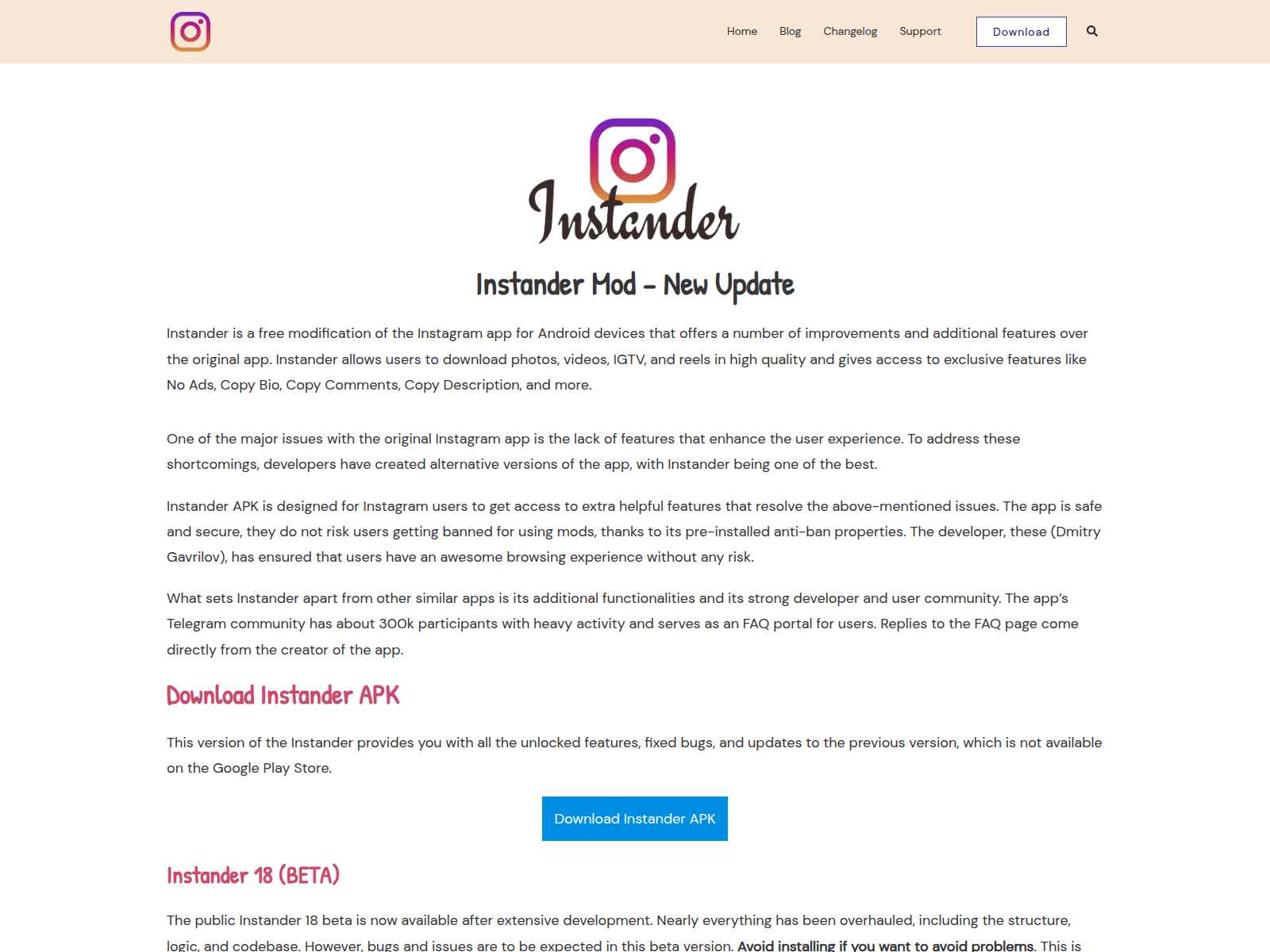 Screenshot von instander.vip