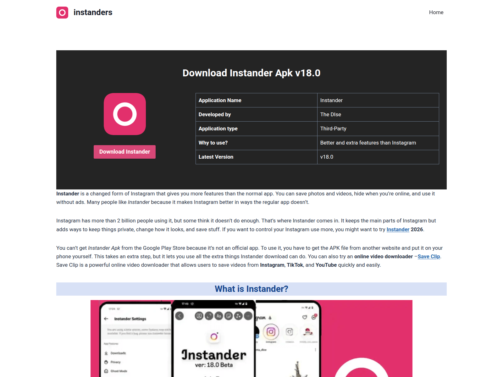 Screenshot of instanders.org