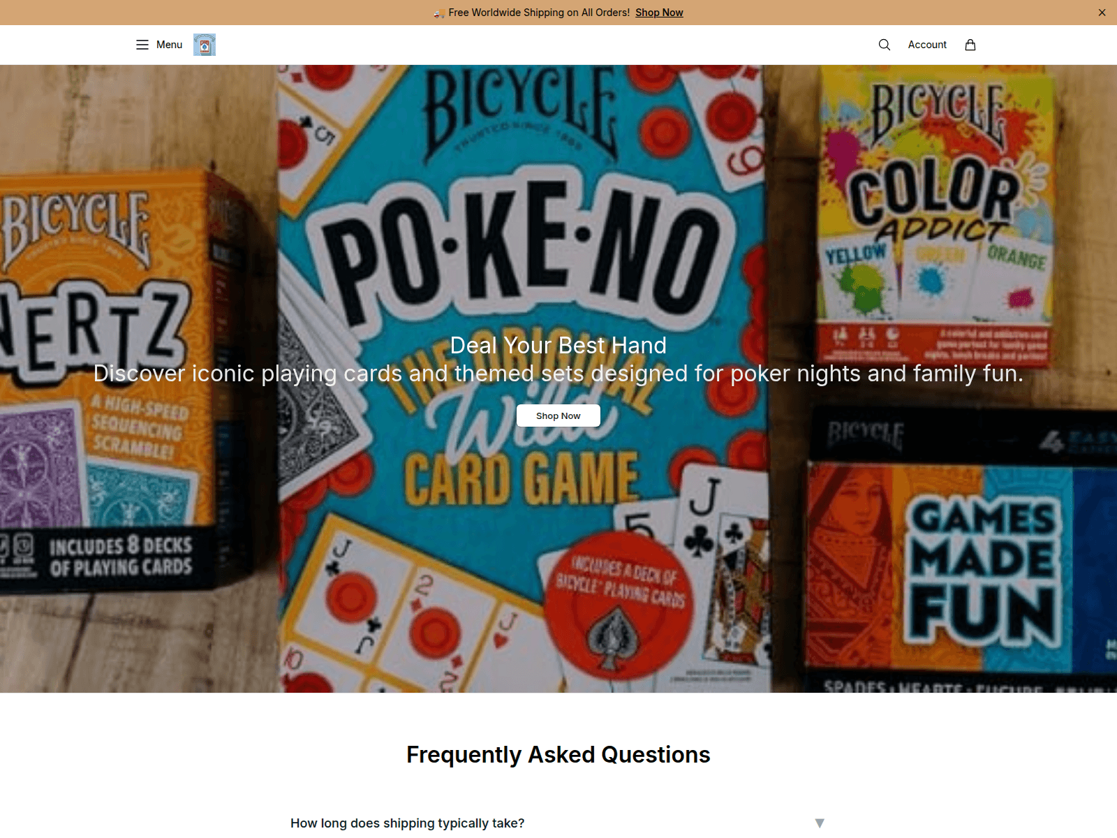 Screenshot of bicycleplayingcardsworld.shop
