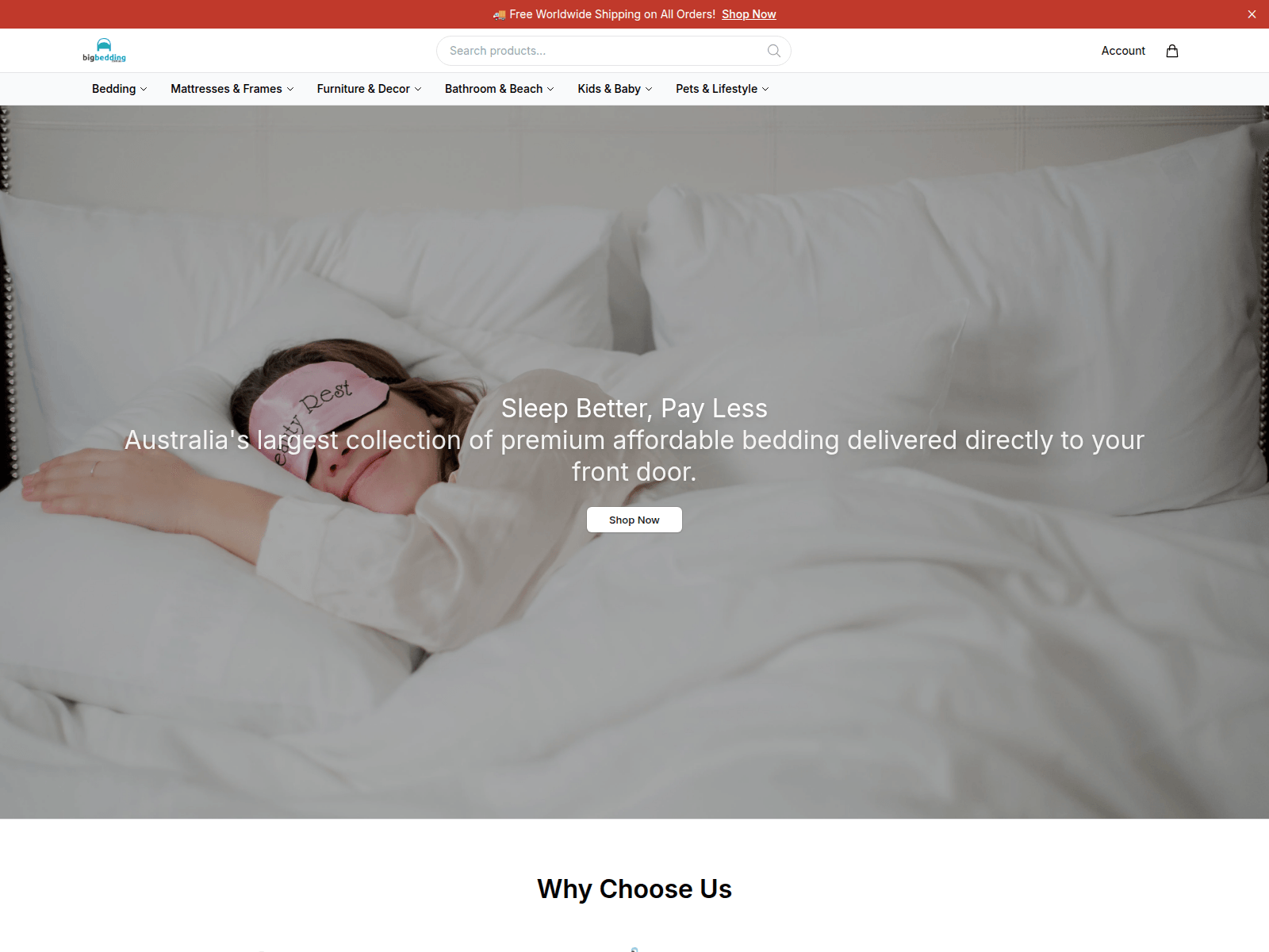 Screenshot of bigbeddingco.shop