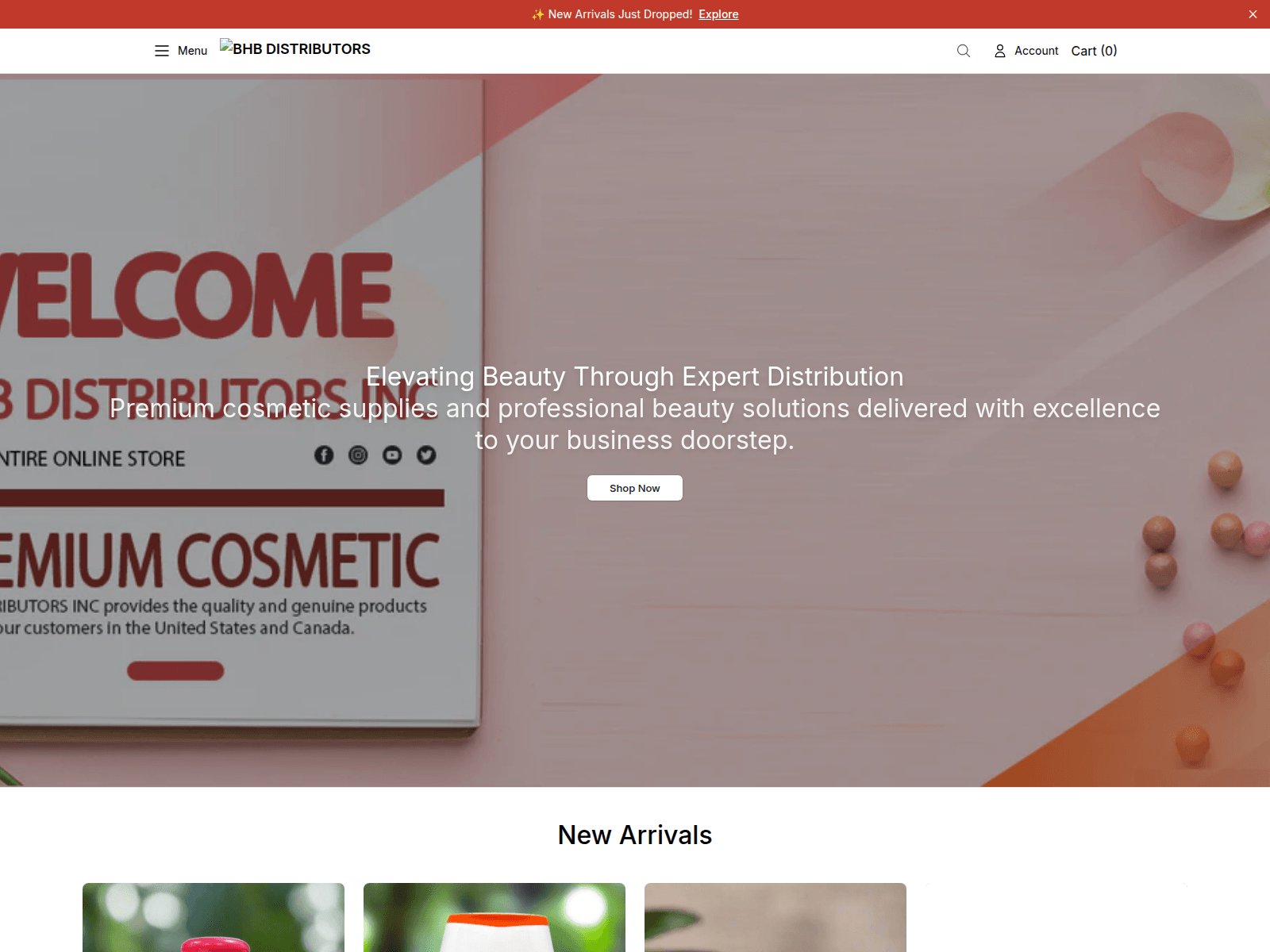 Screenshot of bhbdistributors.shop