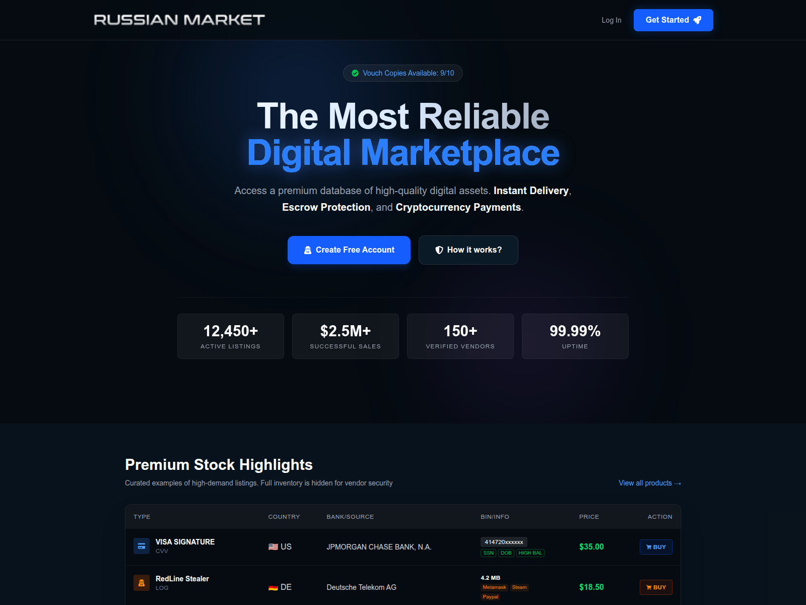 のスクリーンショット russianmarket.work