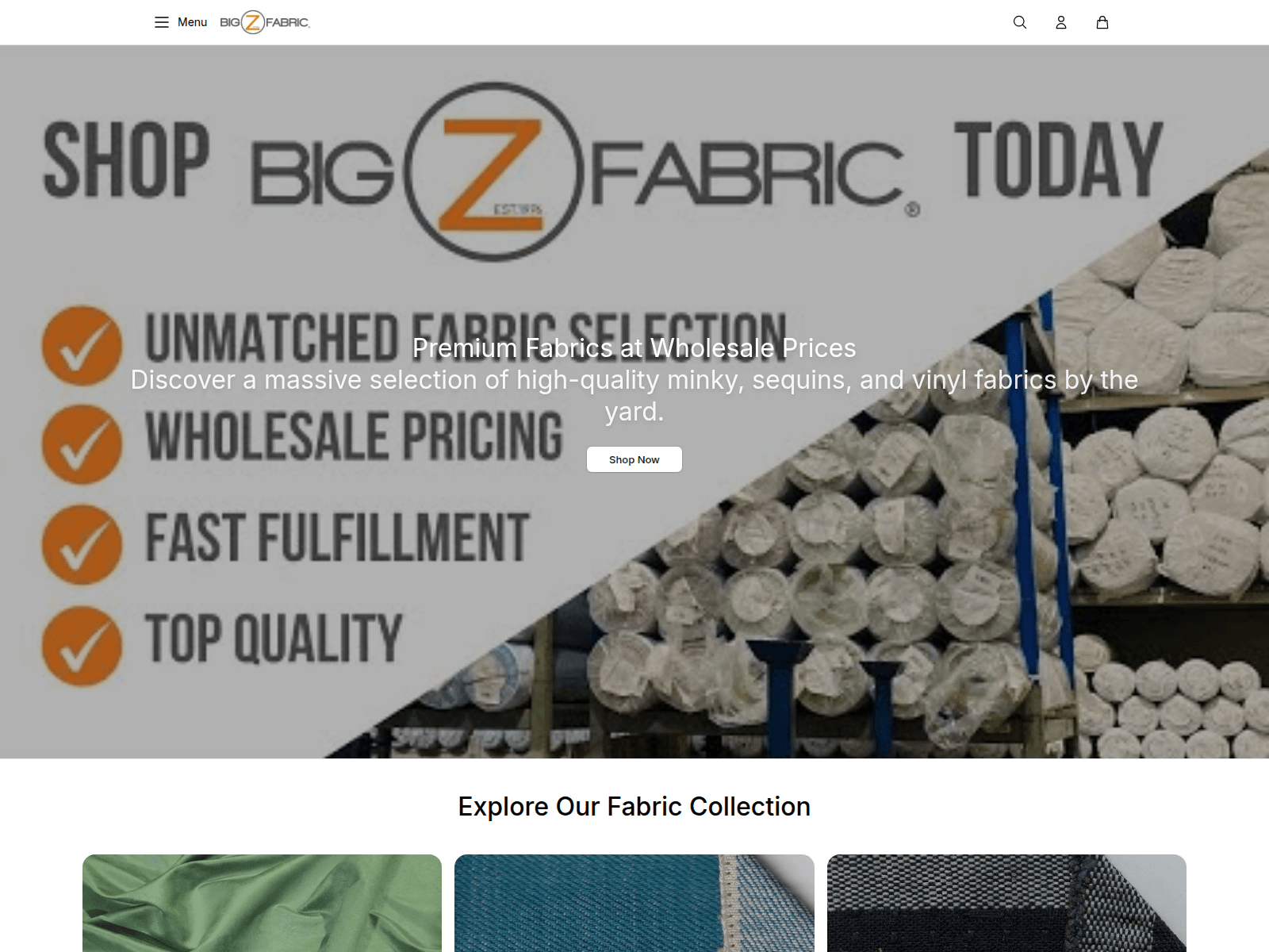 Screenshot of bigzfabricstore.shop