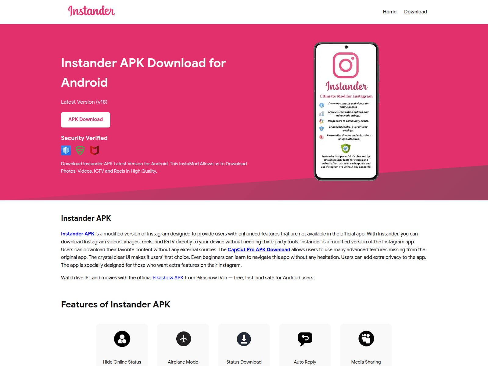 Screenshot von instander.org.in