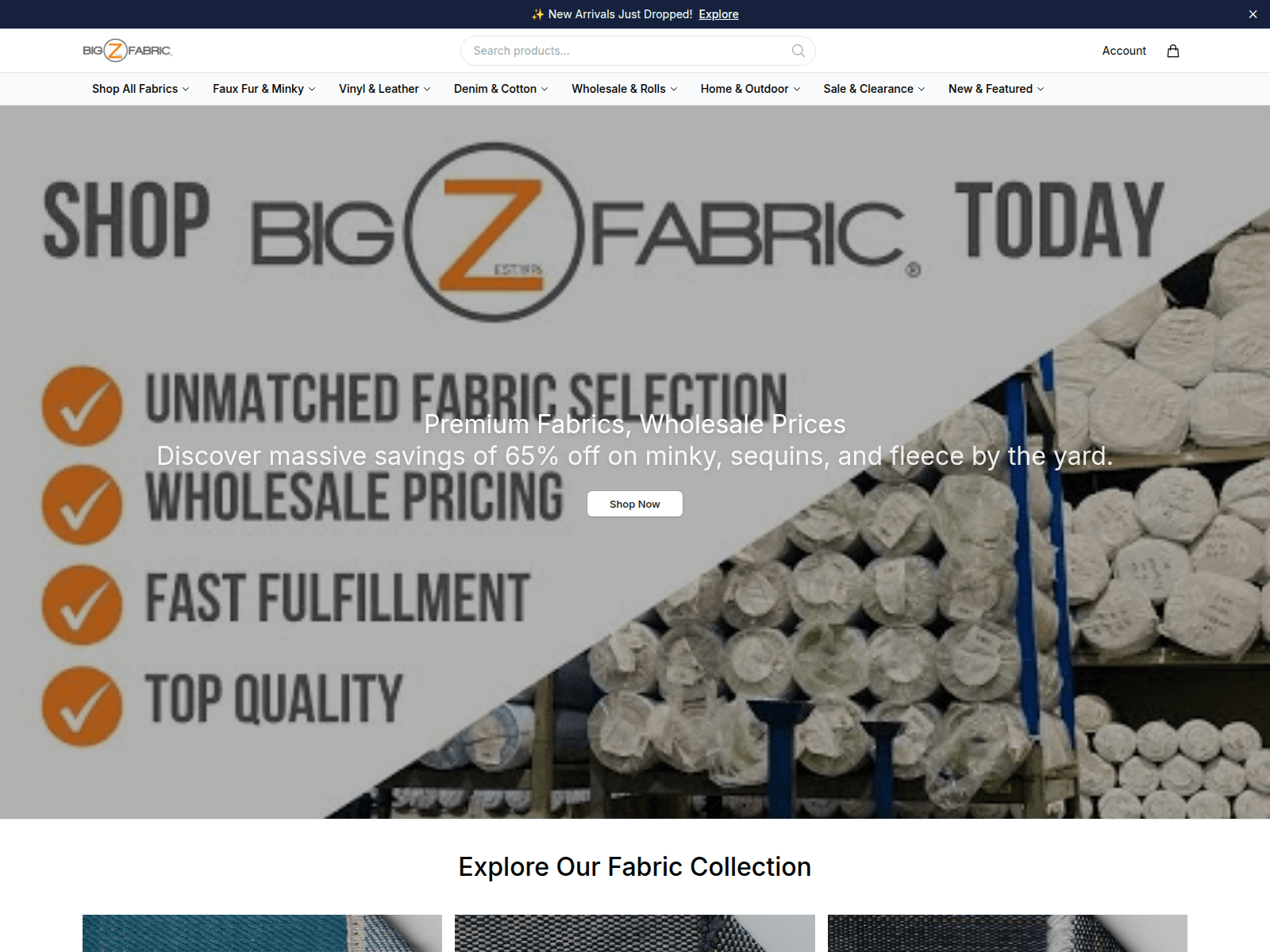 Screenshot of bigzfabricshop.shop