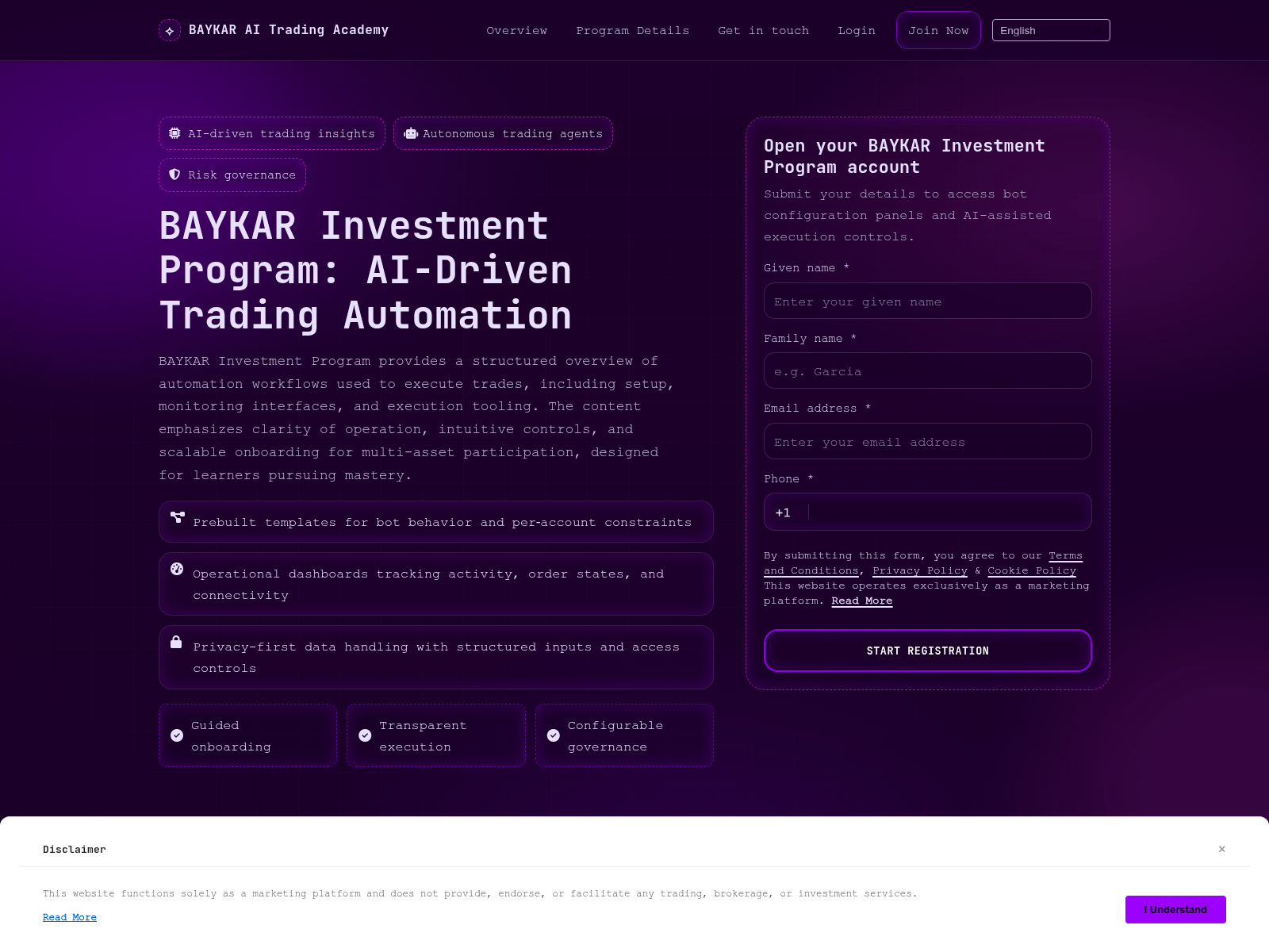 Снимок экрана baykar-investment-program.com