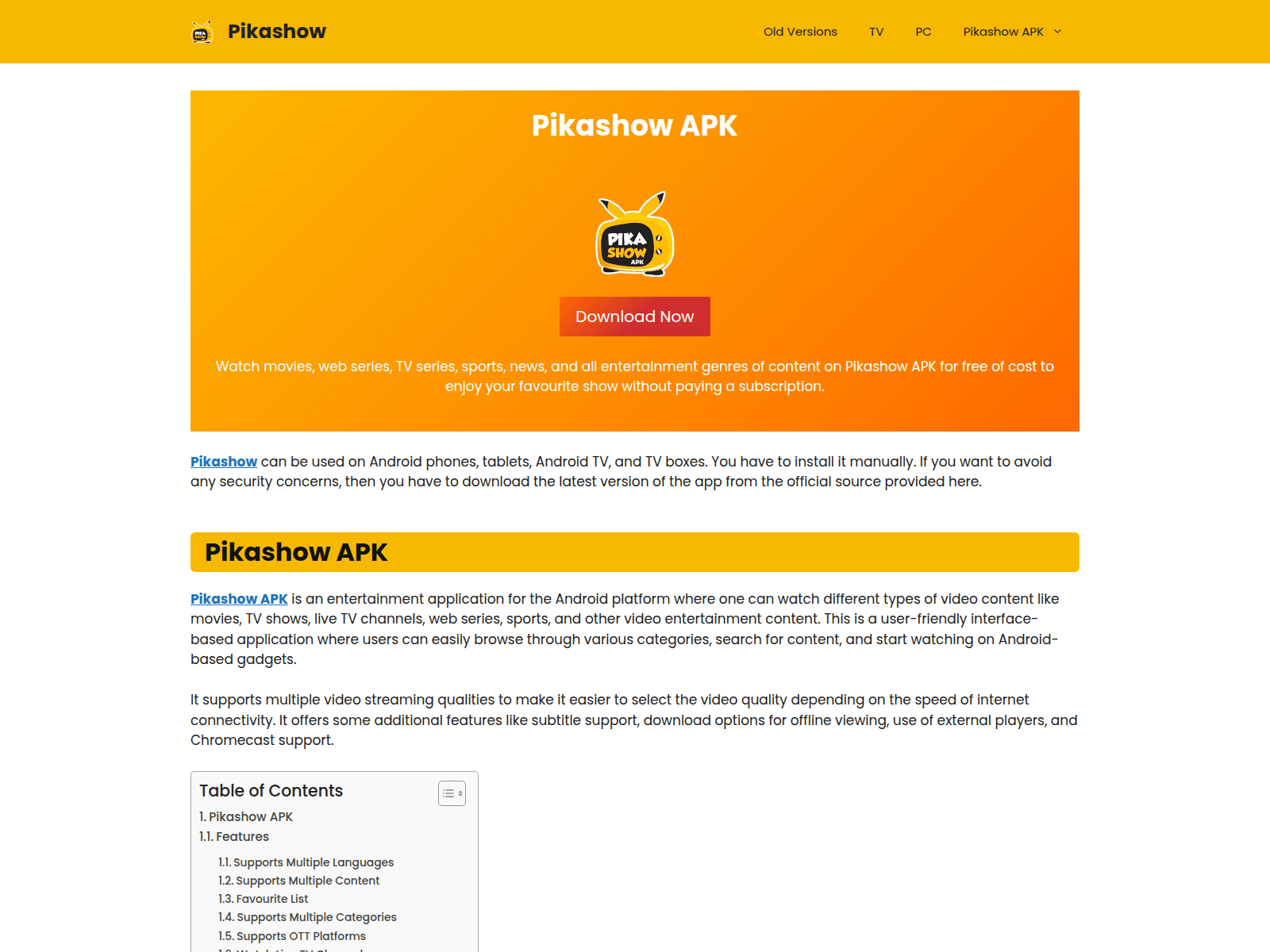 Screenshot von pikashowtvs.org.in