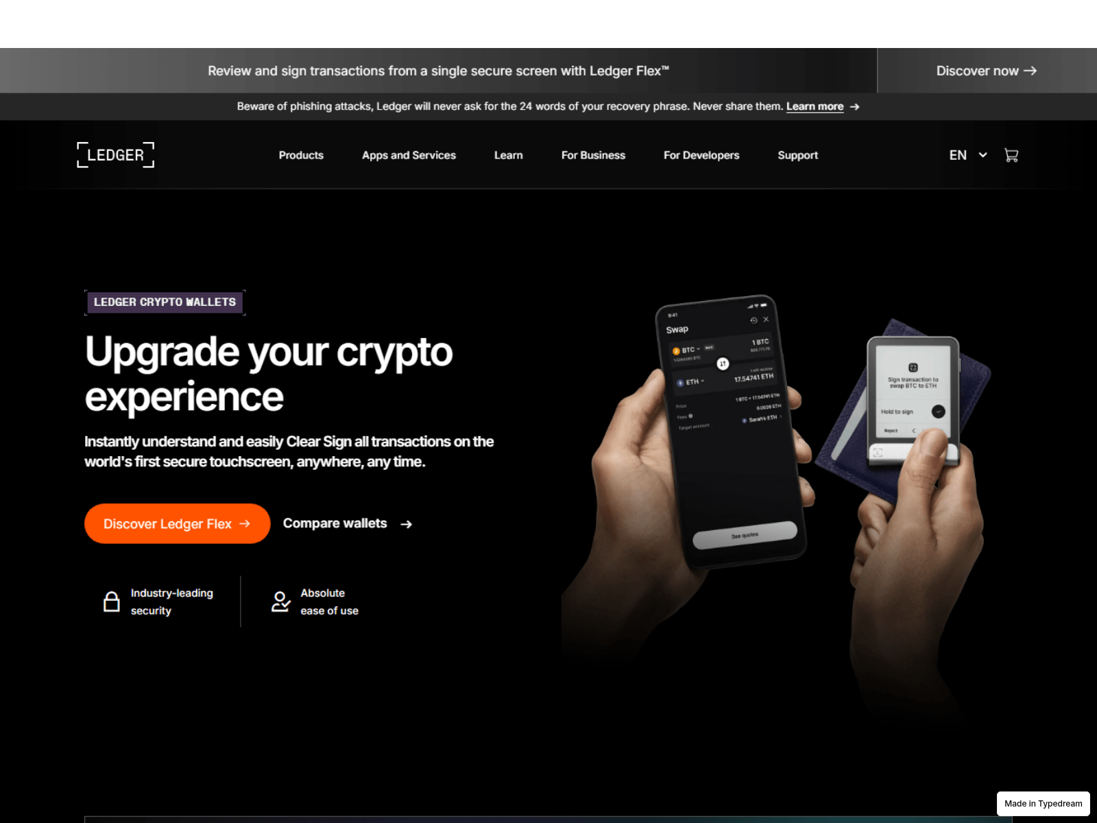 Screenshot of ledger-web-live.typedream.app