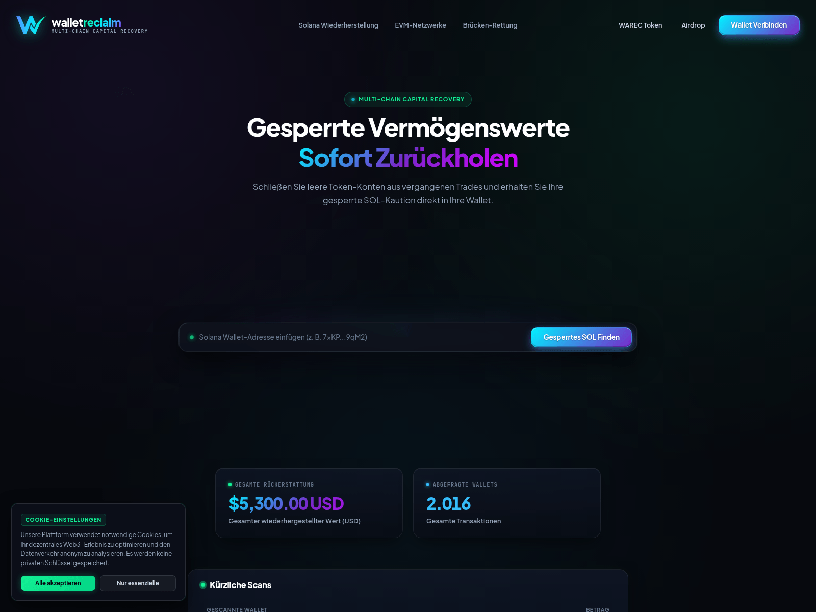 Screenshot of walletreclaim.com