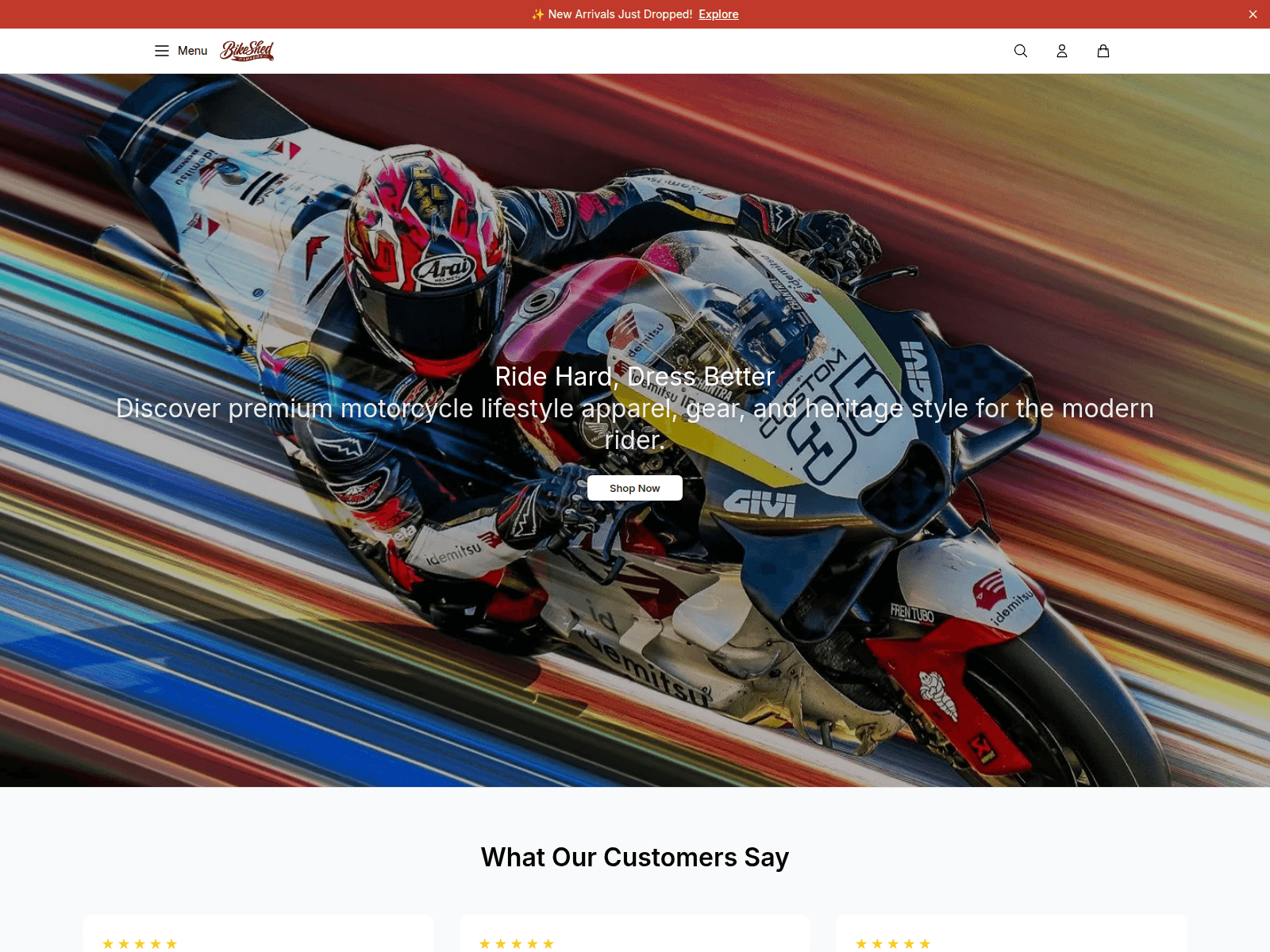 Screenshot of bikeshedmotoco.shop