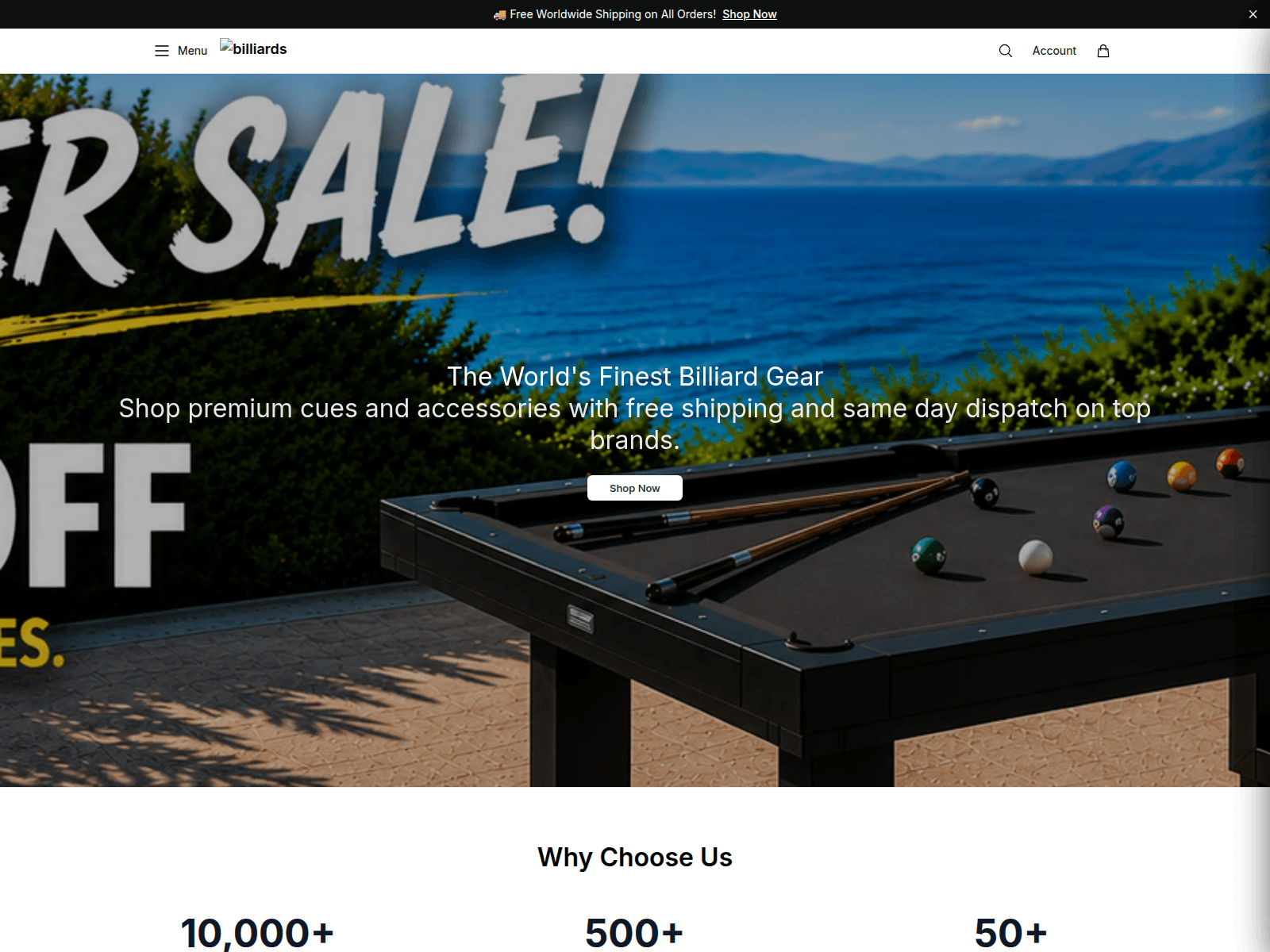 Screenshot of billiardshq.shop