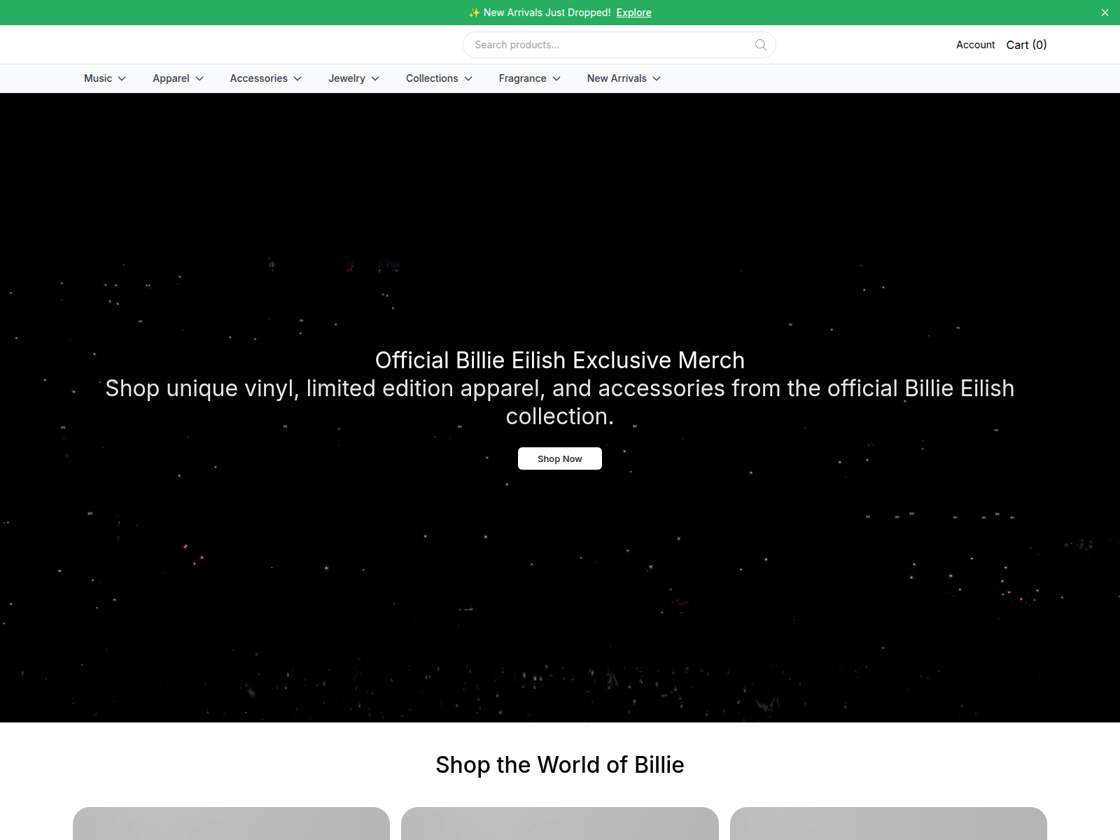 Screenshot of billieeilishcollection.shop