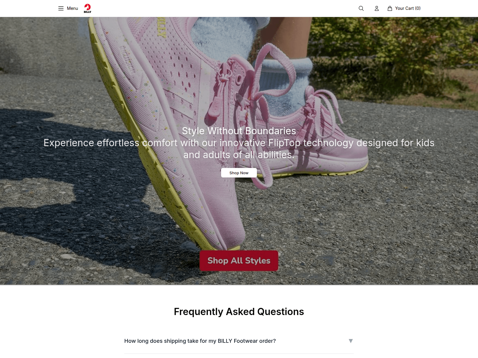 Screenshot of billyfootwear.shop