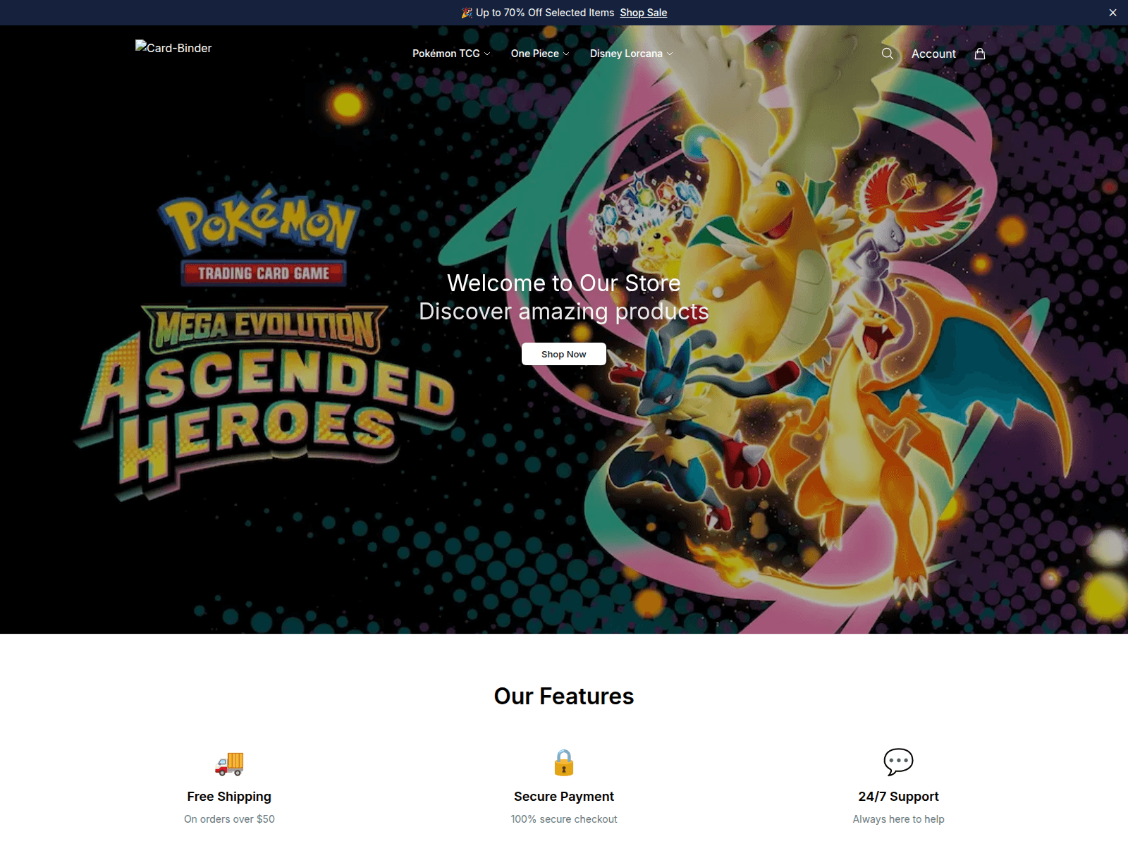 Screenshot of binderplayvault.shop