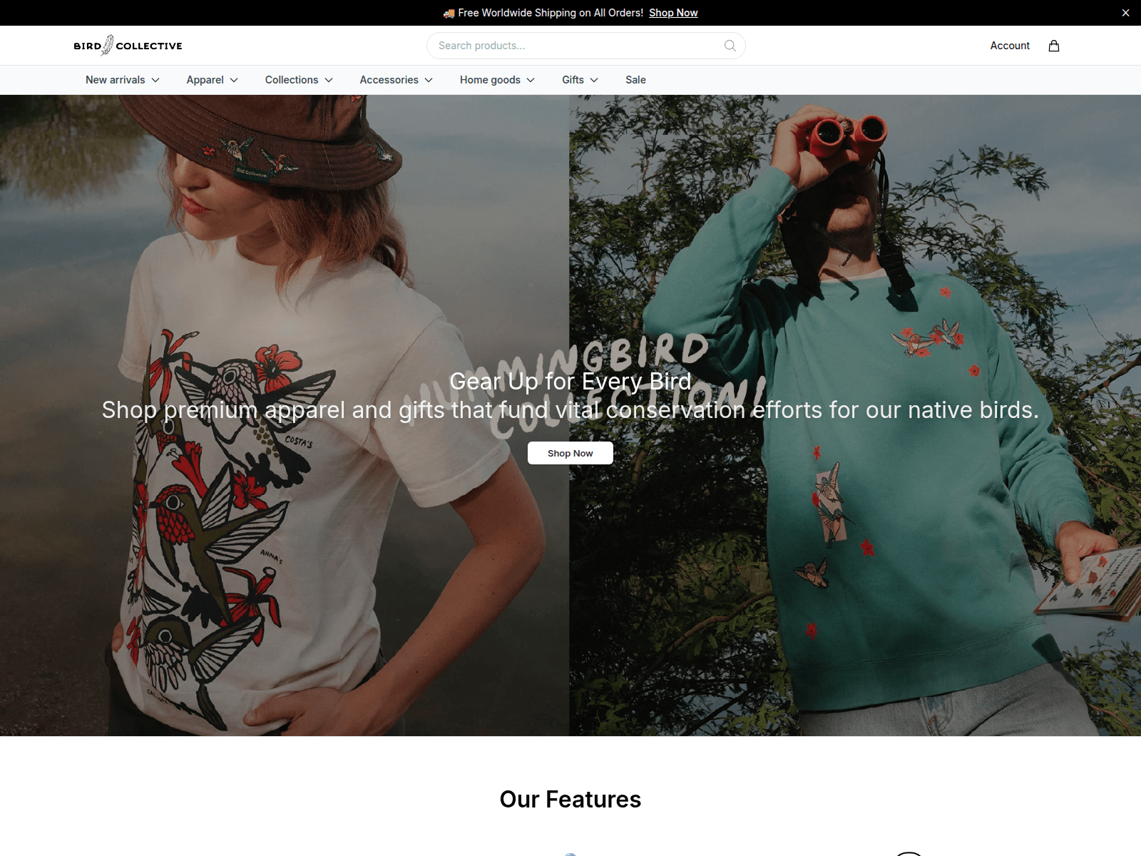 Screenshot of birdcollectiveshop.shop