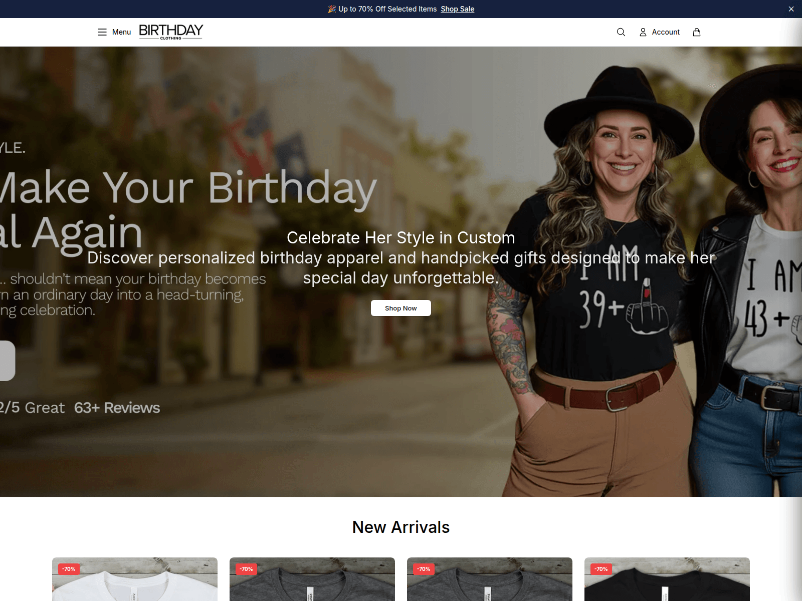 Screenshot of birthdayclothingstore.shop