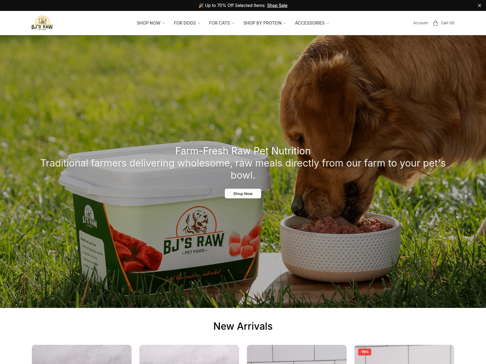 Screenshot of bjsrawpet.shop