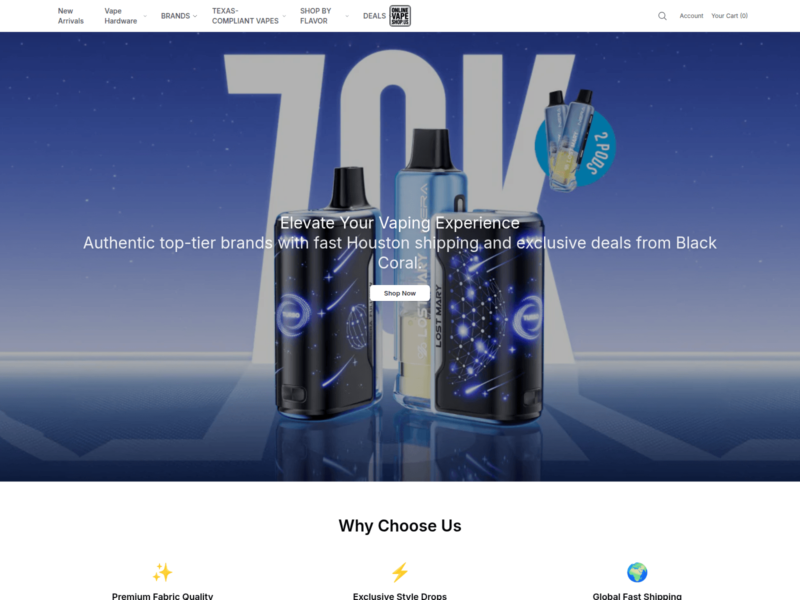 Screenshot of blackcoralvape.shop