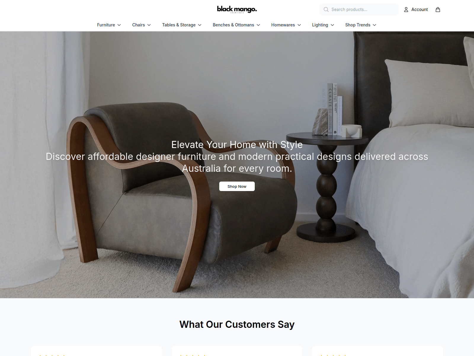 Screenshot of blackmangohome.shop